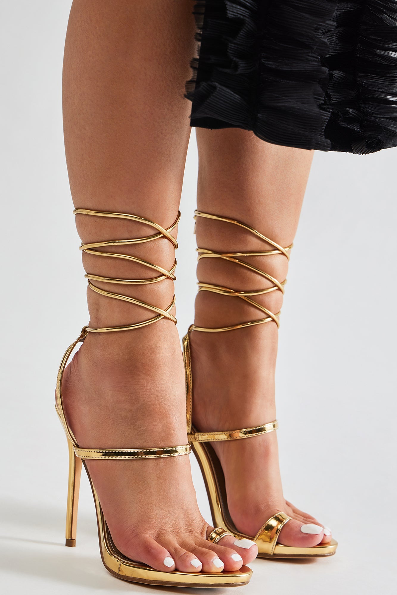 Trisha Metallic Wrap Up Heeled Sandals - Gold