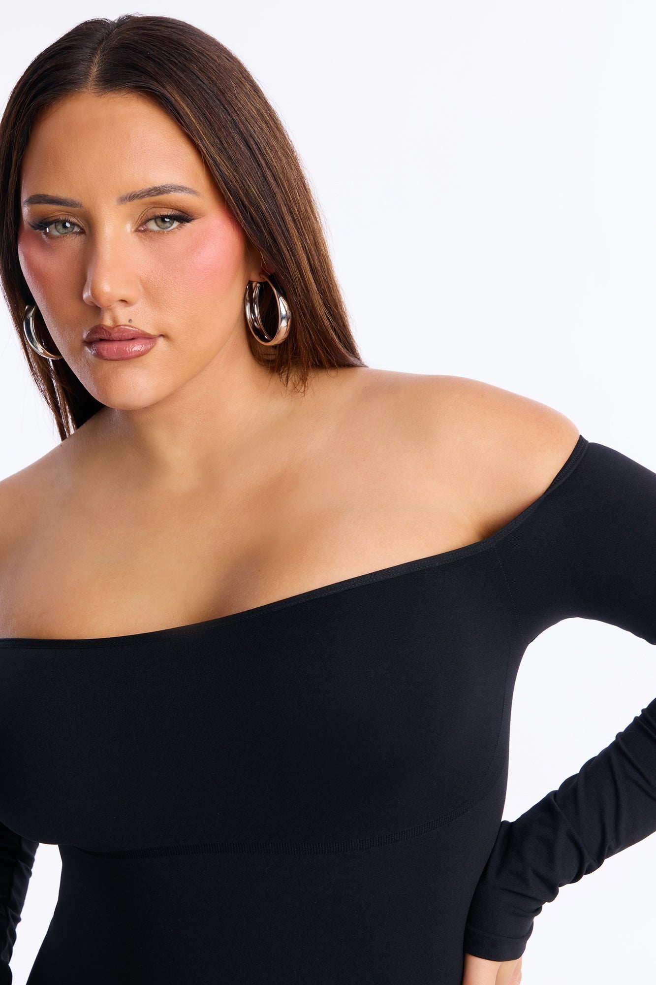 Off The Shoulder Shapewear Bodysuit - Black