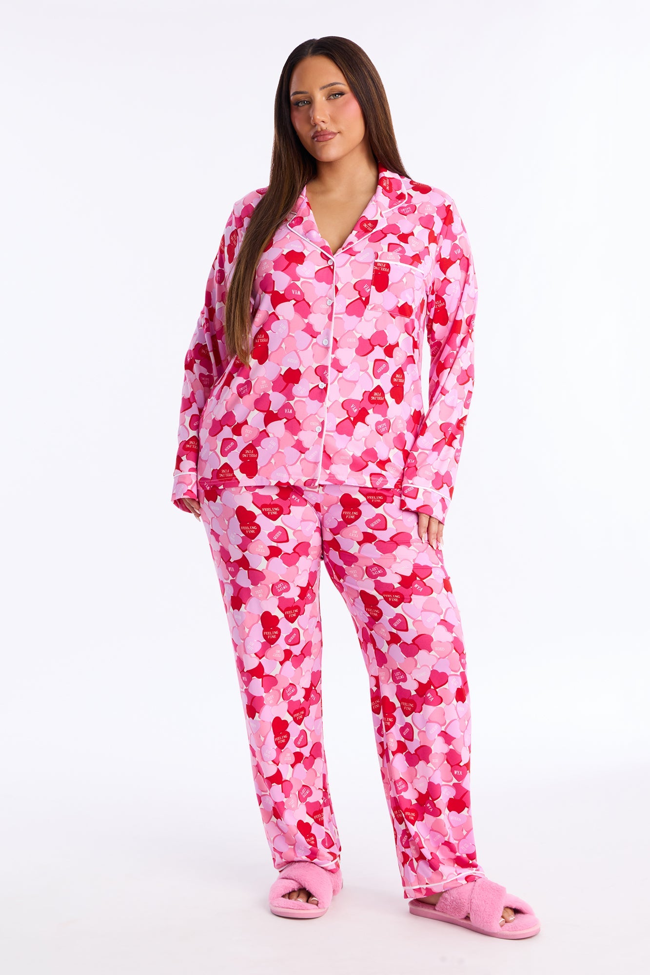 Love Is Sweet Long Sleeve PJ Pant Set - Pink/combo