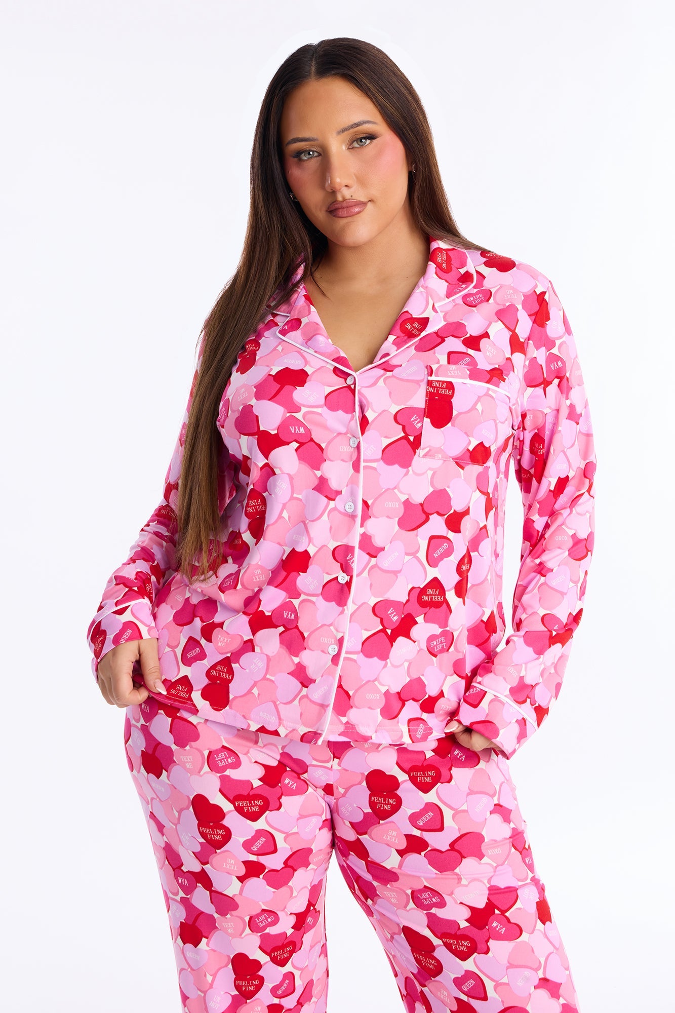 Love Is Sweet Long Sleeve PJ Pant Set - Pink/combo