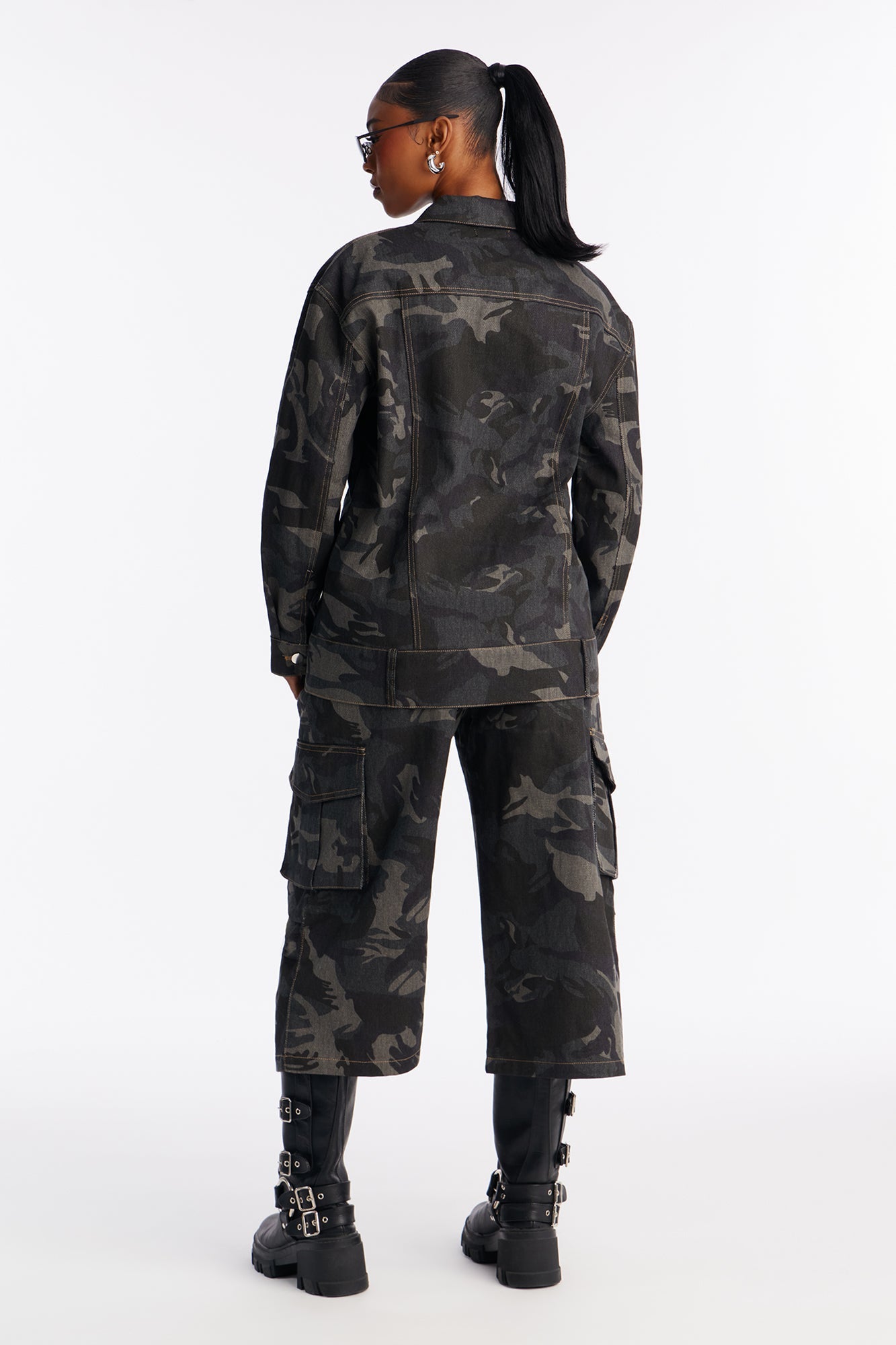 Camryn Camo Cargo Jort Set - Olive/combo