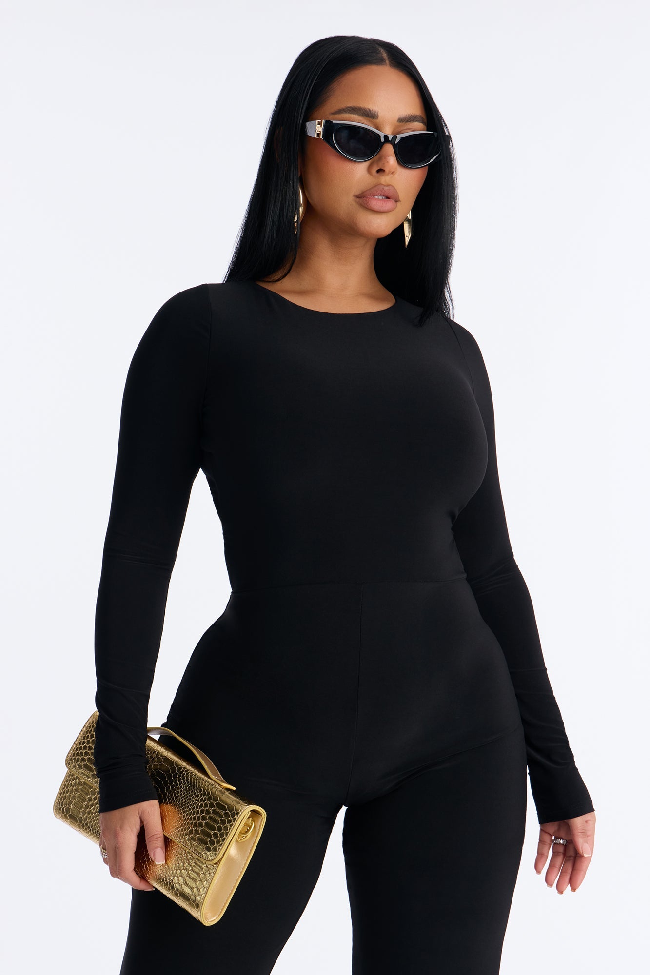 Macy Backless Straight Leg Jumpsuit - Black