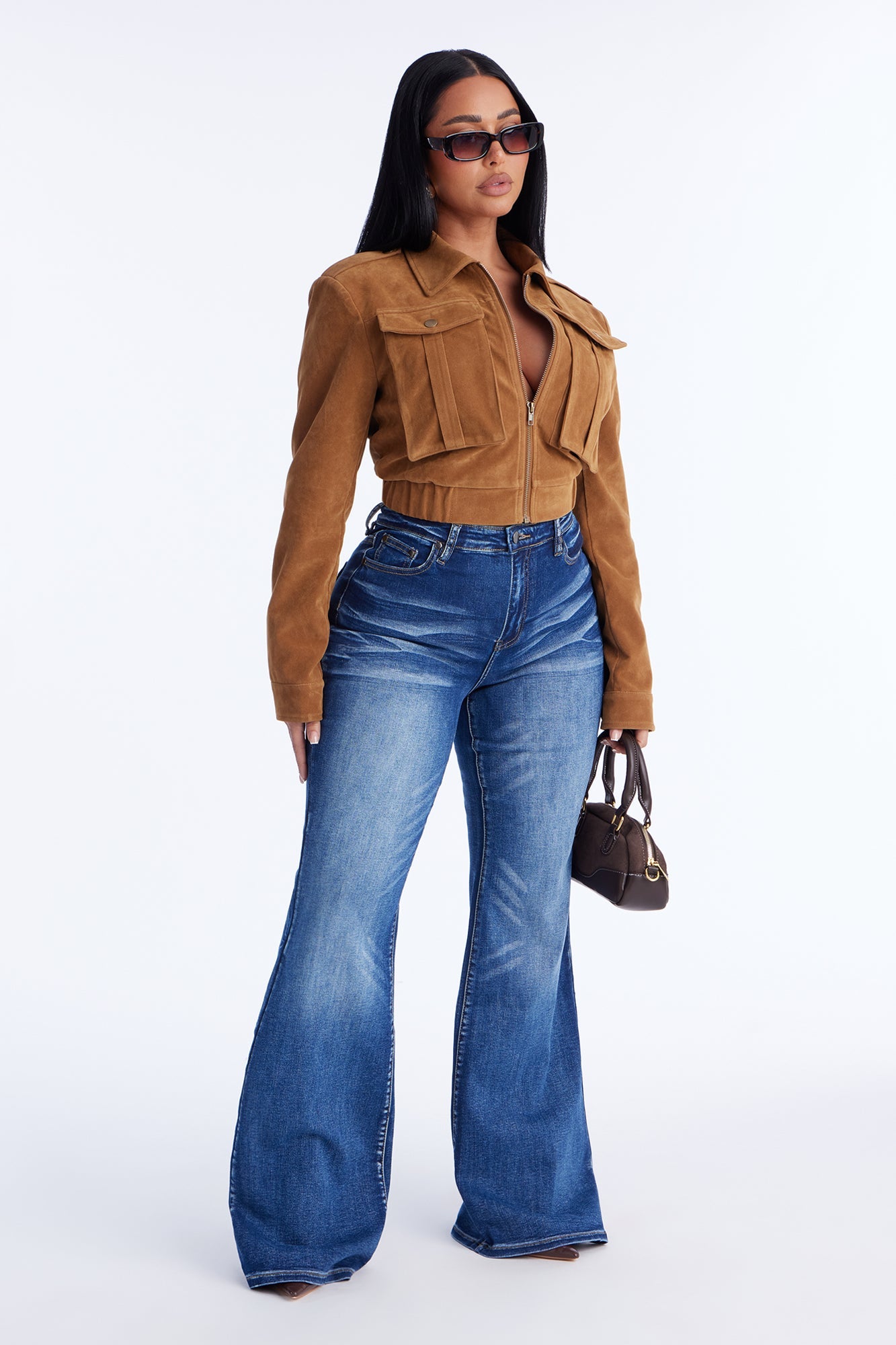 Balboa Basic High Rise Stretch Wide Leg Jeans - Dark Wash