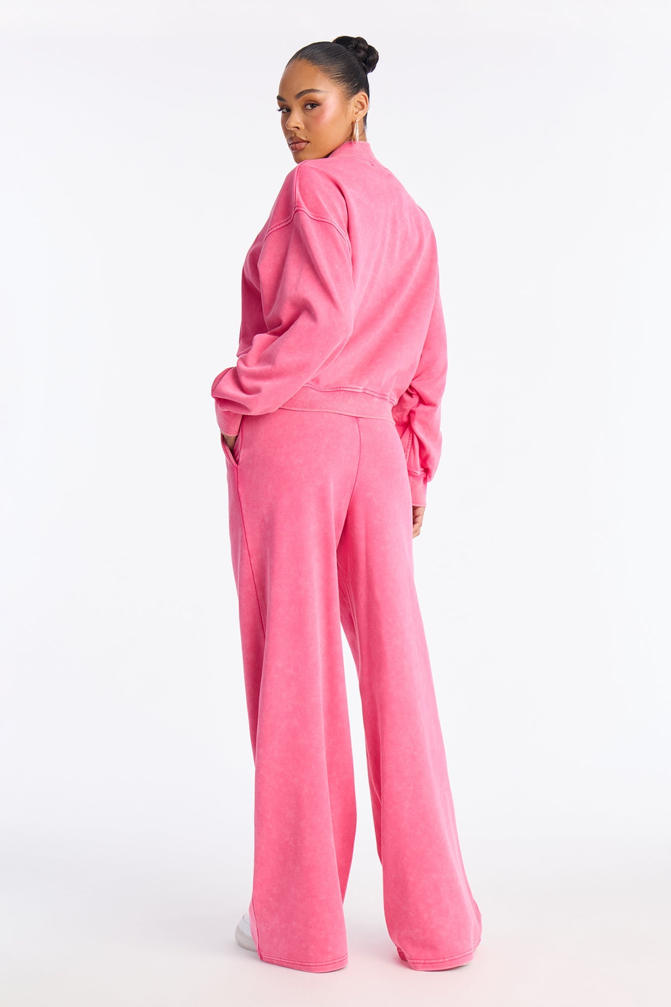 Angelica Washed French Terry Pant Set - Raspberry