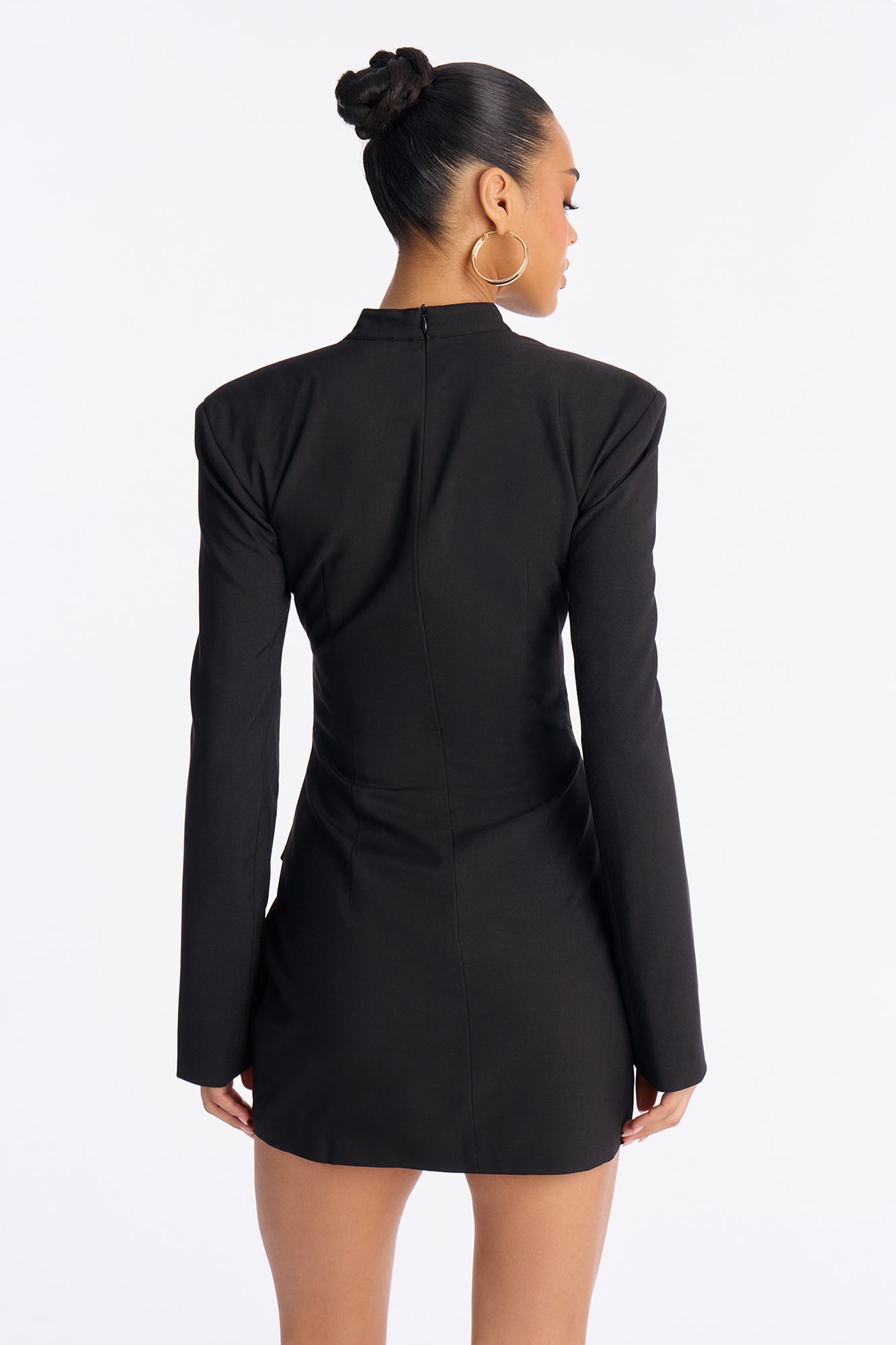 You Better Work Long Sleeve Mini Dress - Black