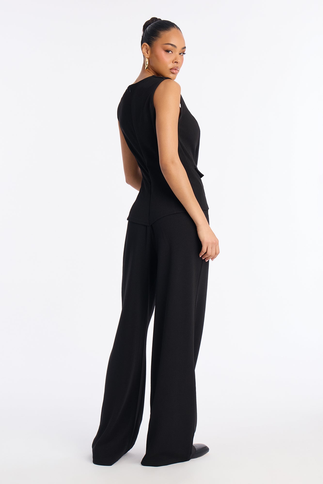 Gelina Square Neck Wide Leg Jumpsuit - Black