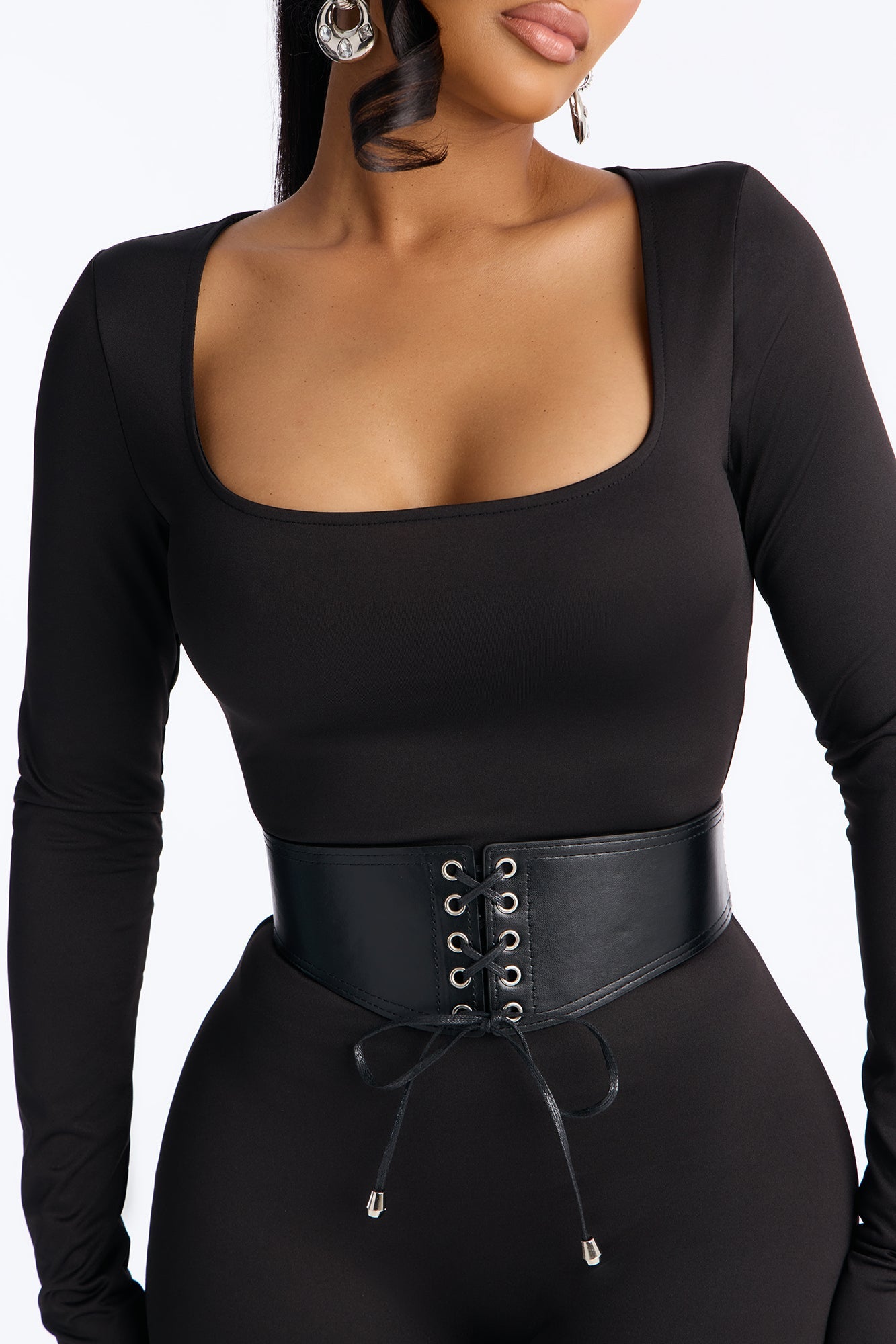 Sydney Belted Skinny Catsuit - Black