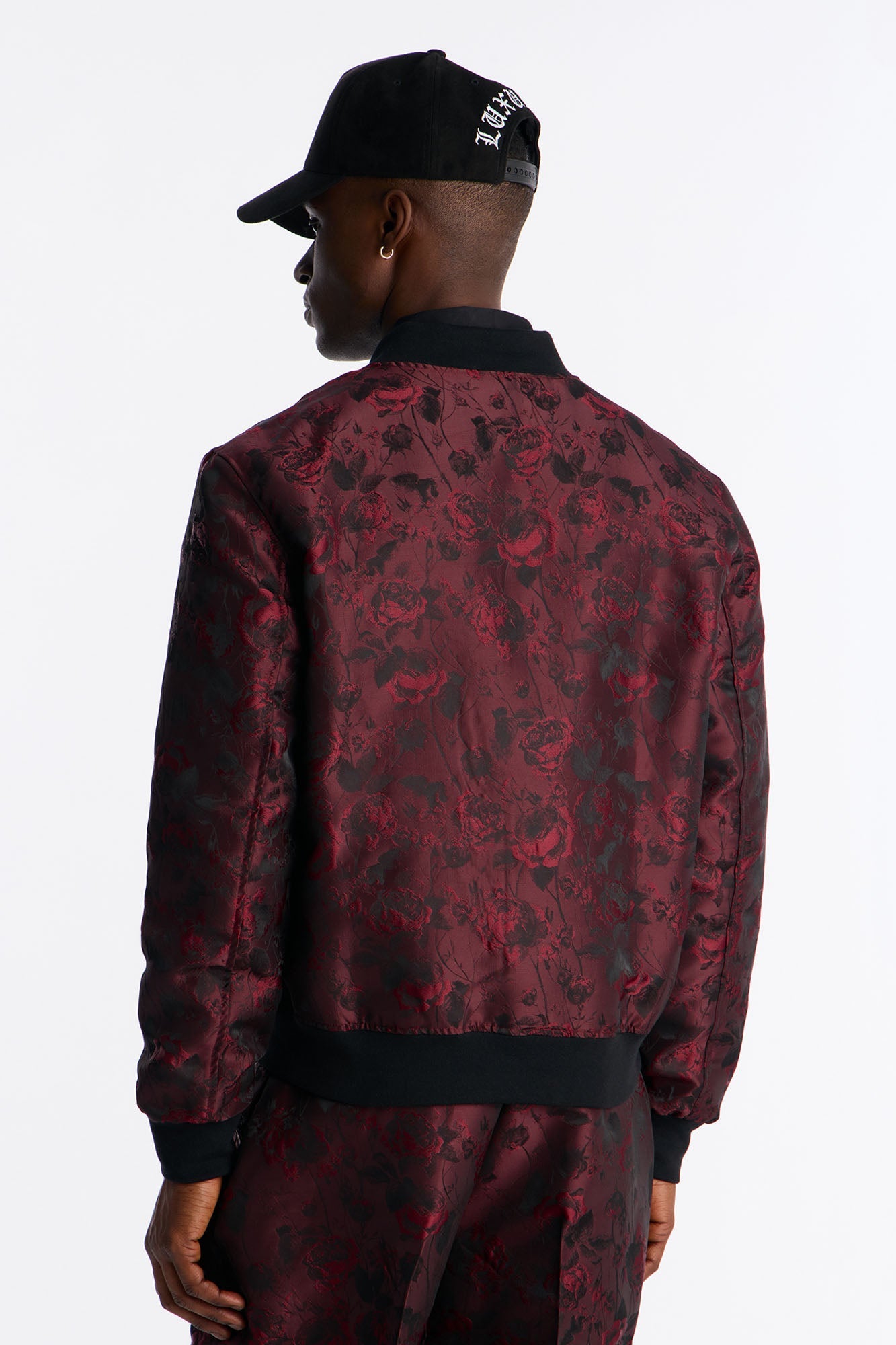Rose Mirage Bomber Jacket - Burgundy
