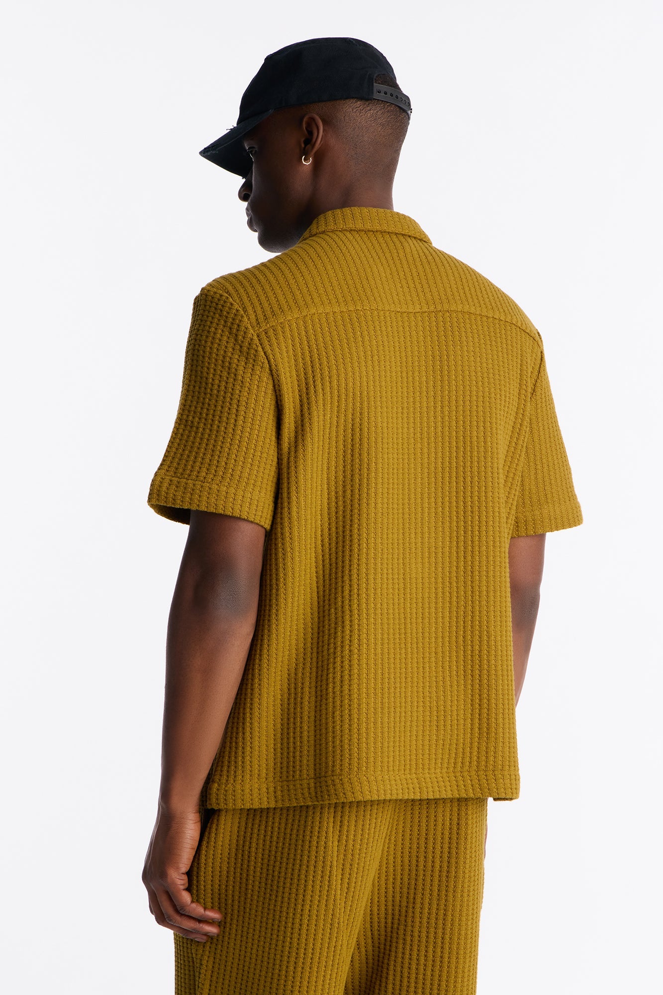 London Fog Textured Button Up Shirt - Mustard