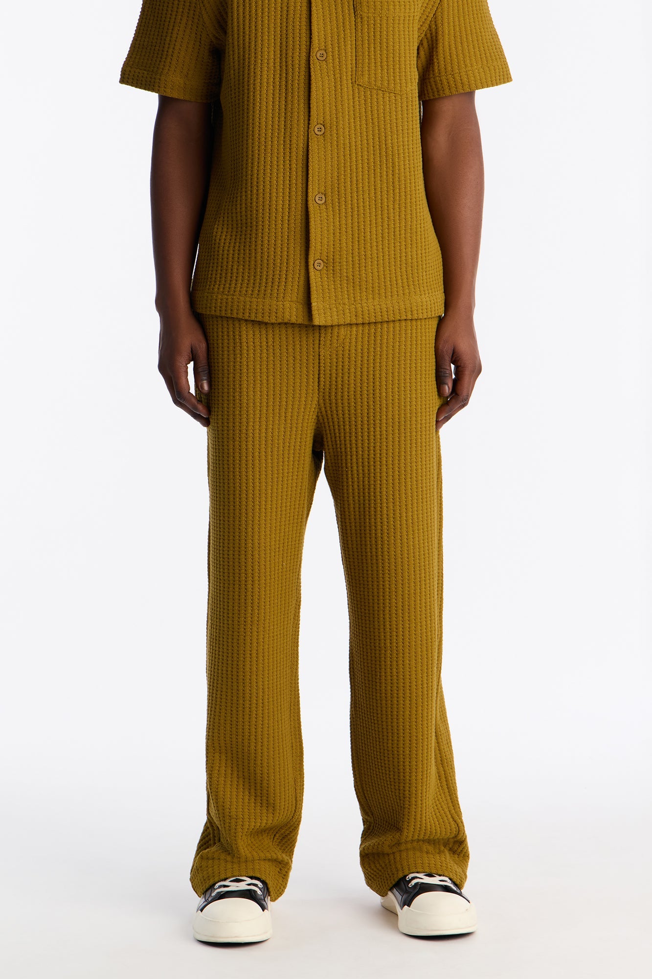 Baggy London Fog Textured Pant - Mustard