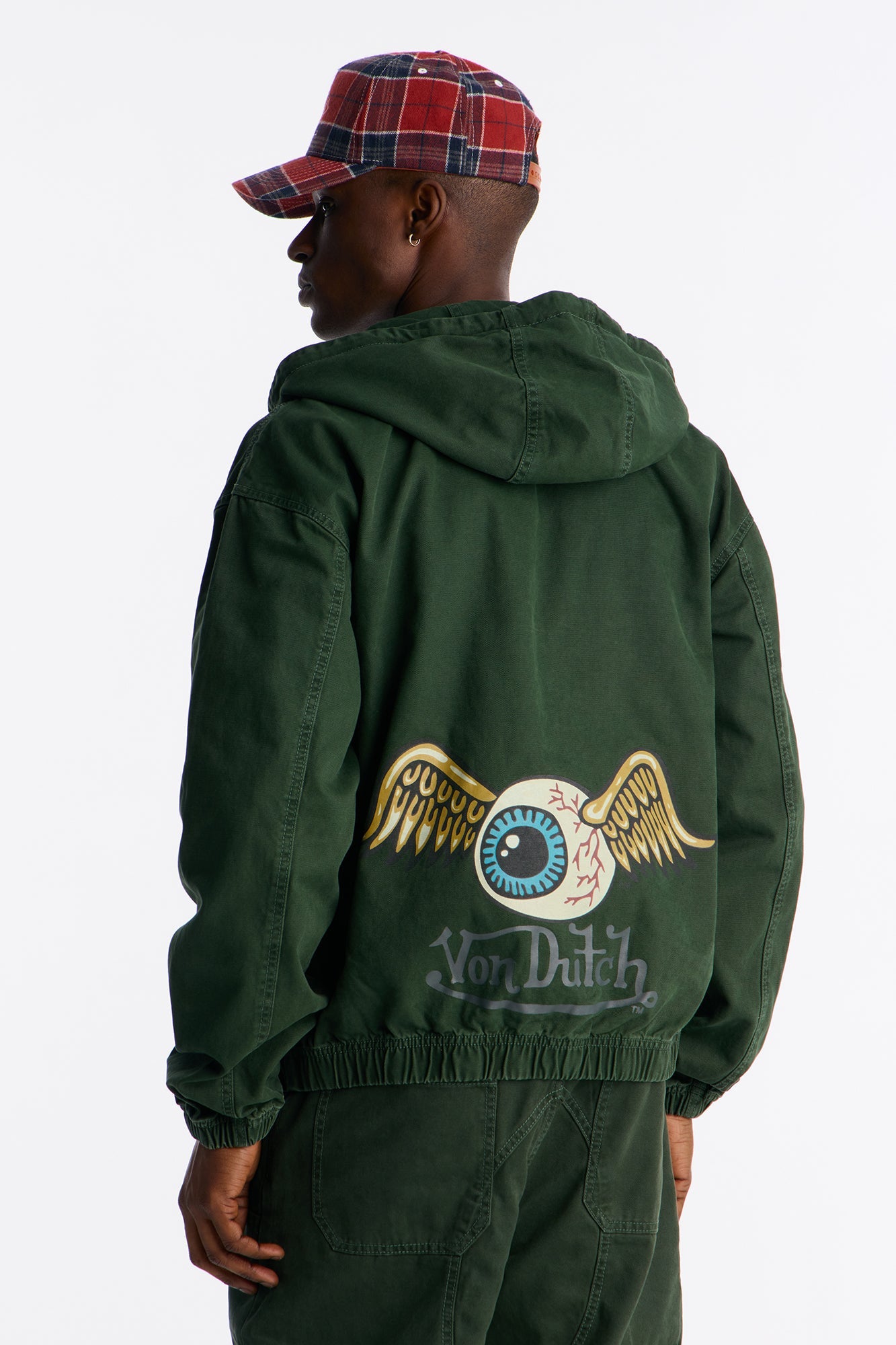 Von Dutch Eyeball Denim Zip Up Hoodie - Green