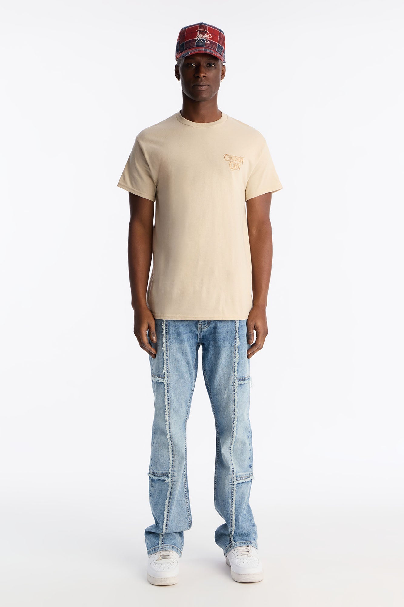 Chosen One Embroidery Short Sleeve Tee - Tan