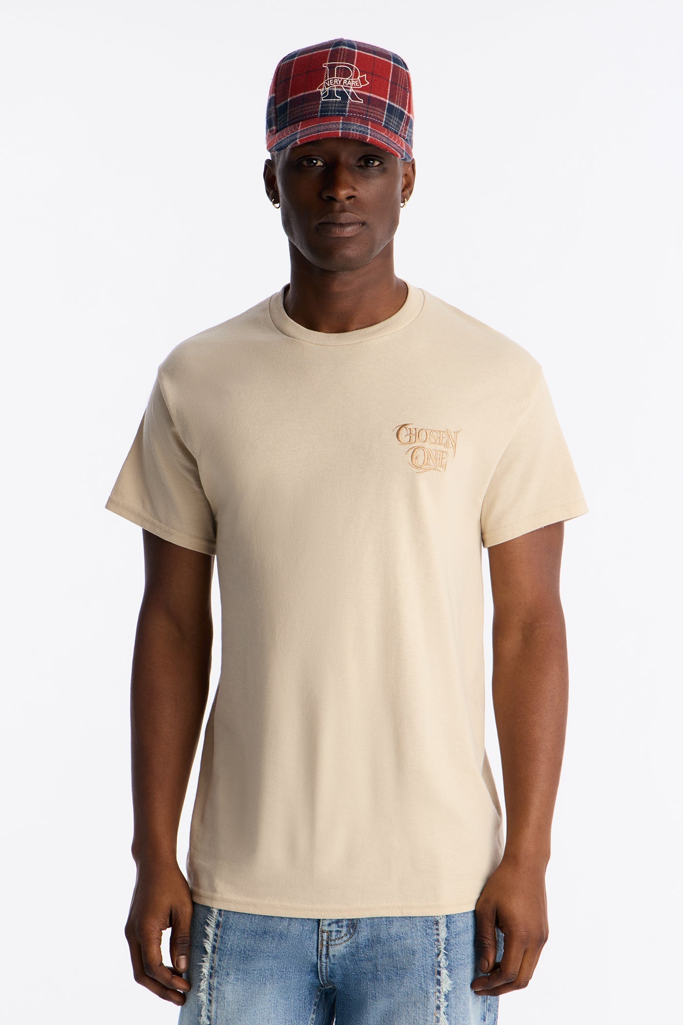 Chosen One Embroidery Short Sleeve Tee - Tan