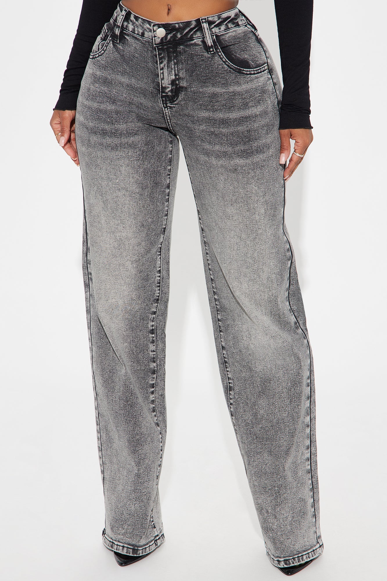 Vita Low Waist Stretch Baggy Jeans - Grey