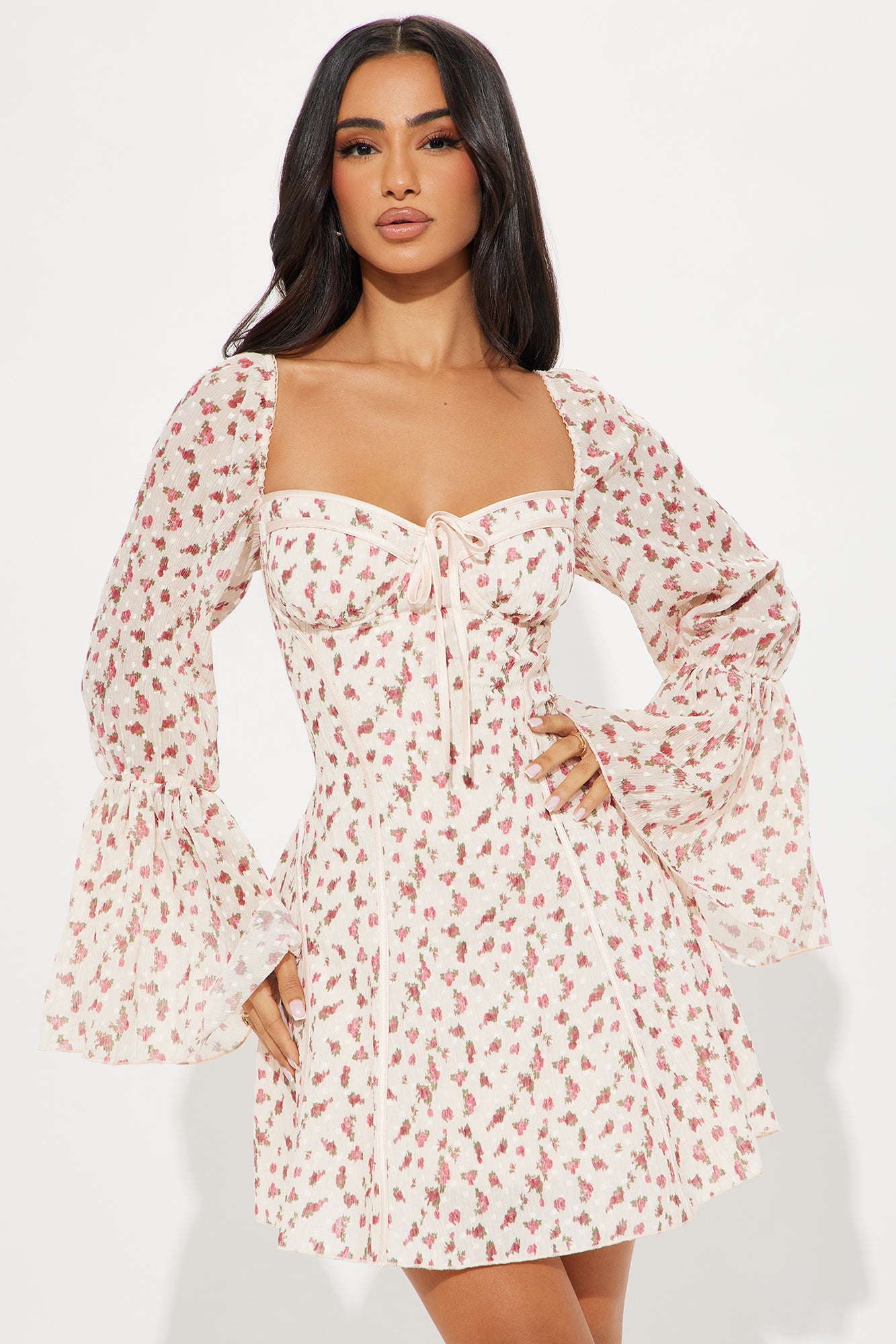 Soft Spoken Floral Mini Dress - Blush
