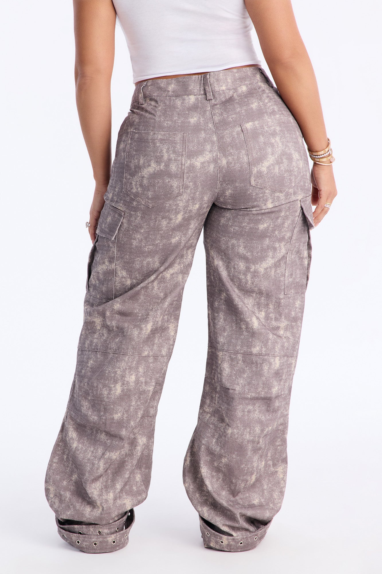 Blair Washed Cargo Wide Leg Pant - Grey/combo