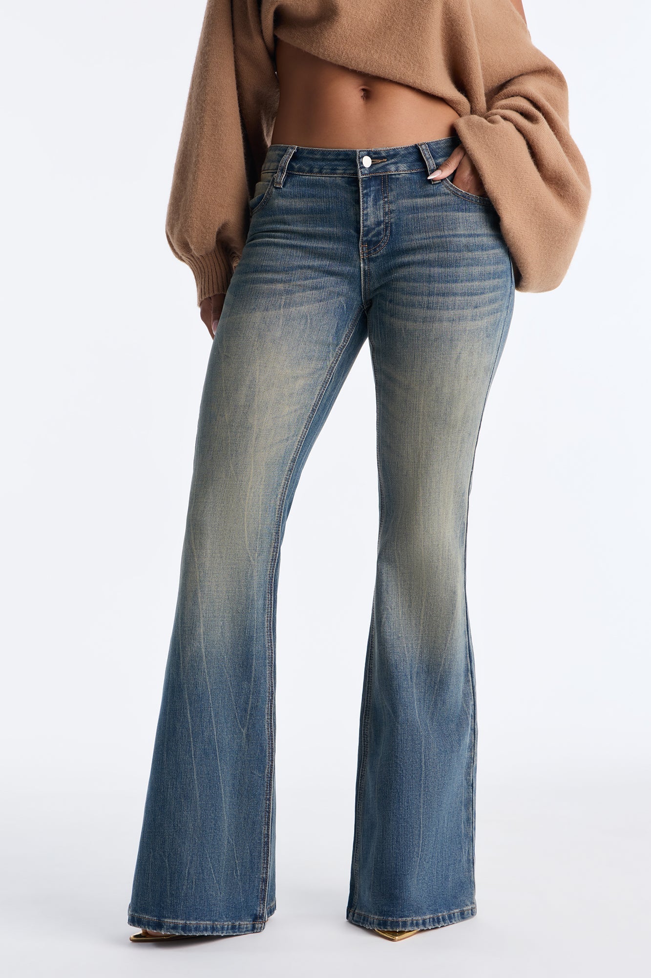 Almeda Low Rise Tinted Flare Jeans - Vintage Wash