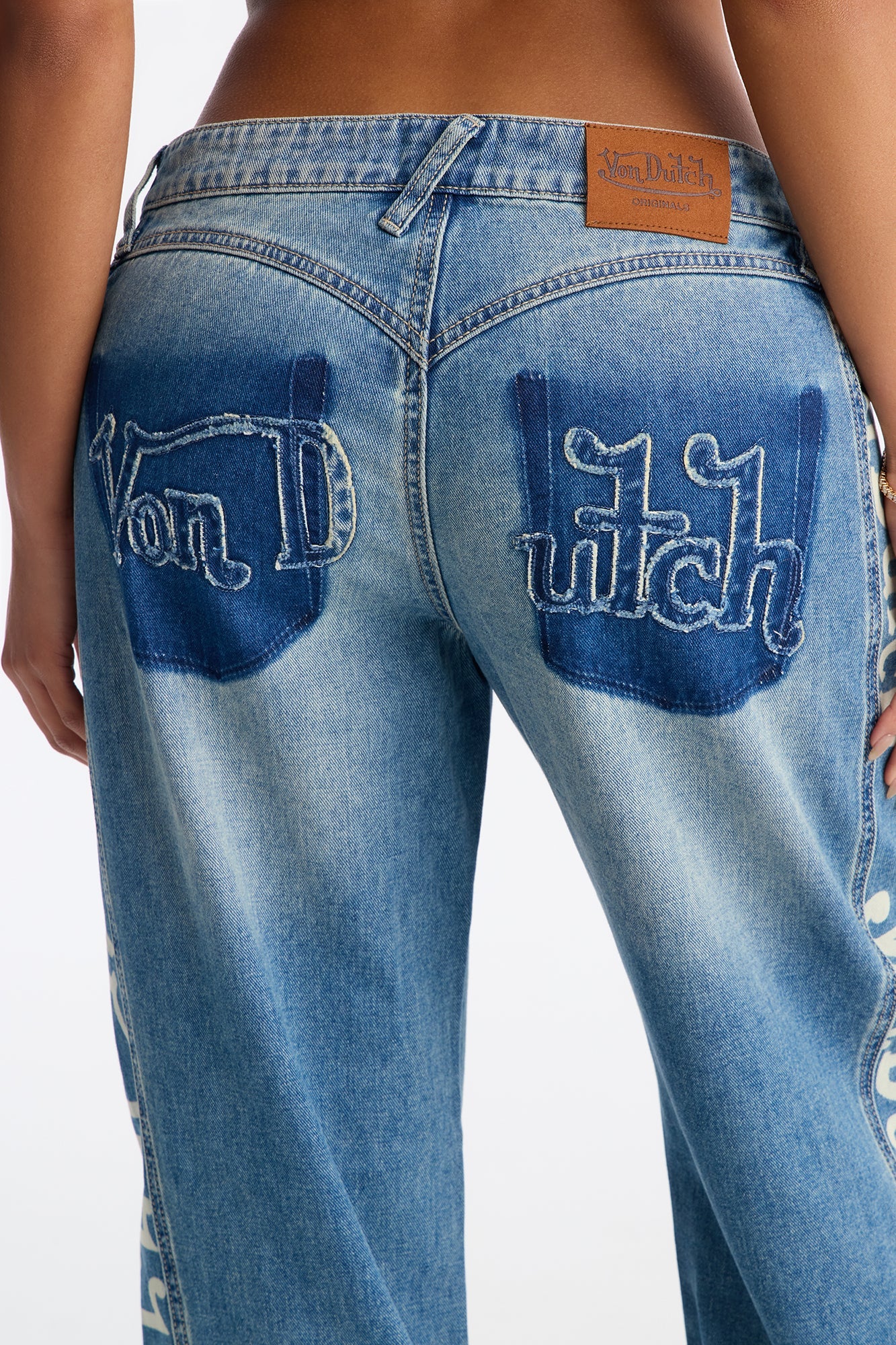 Von Dutch Originals Printed Straight Leg Jeans - Medium Wash