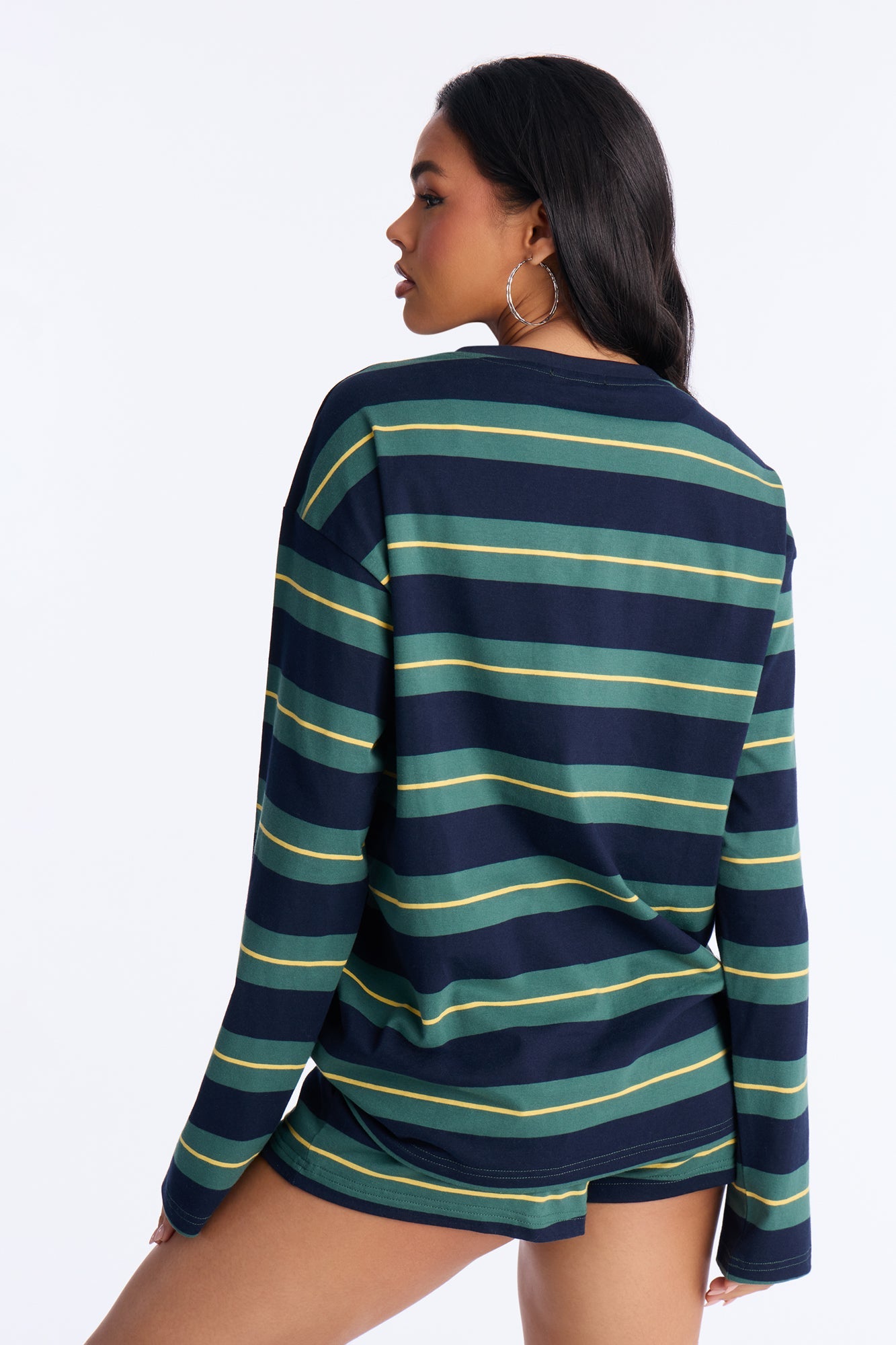 Out Of Line Stripe Short Set - Navy/combo