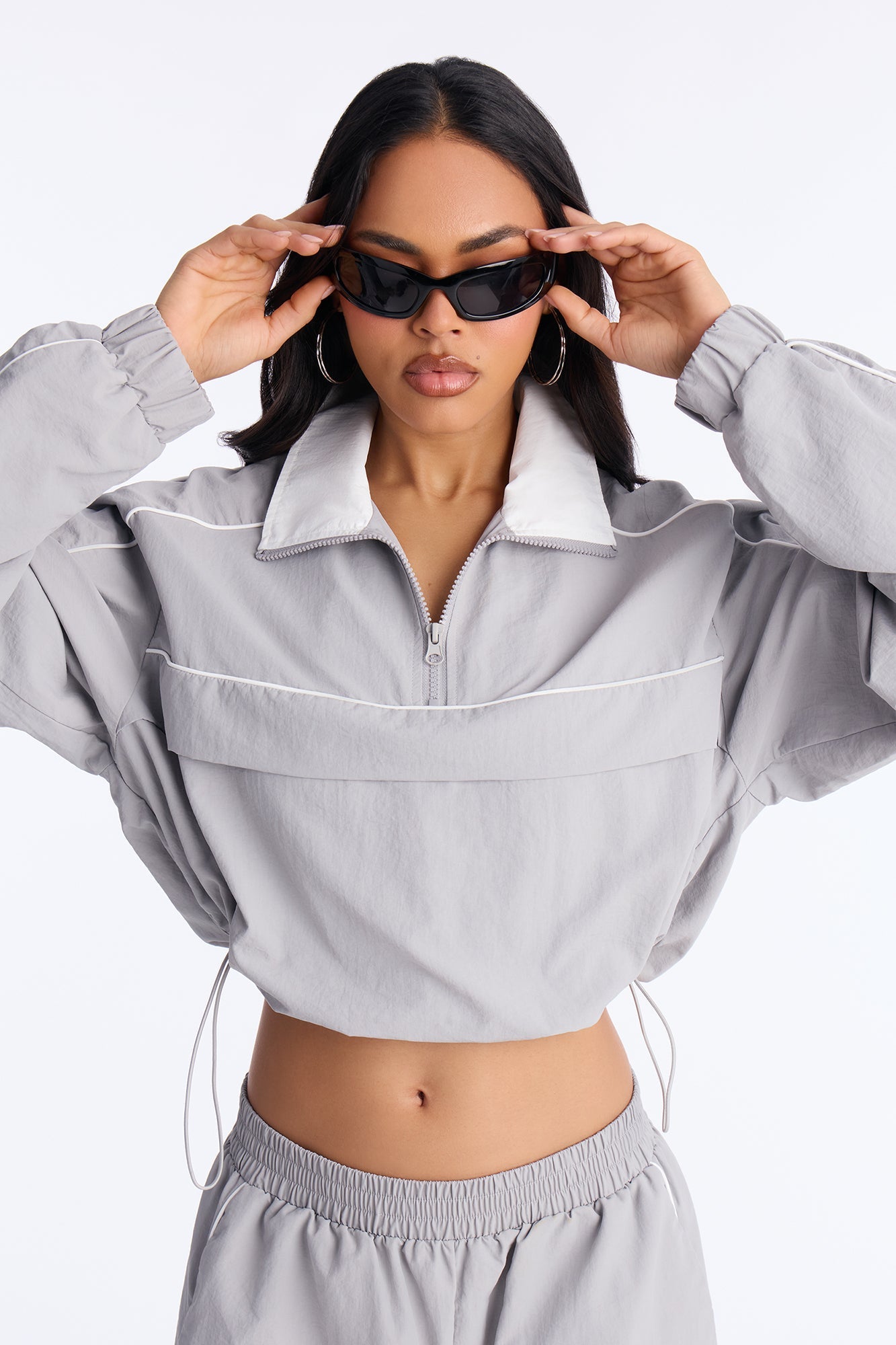 Around The Track Half Zip Windbreaker Jacket - Grey/combo