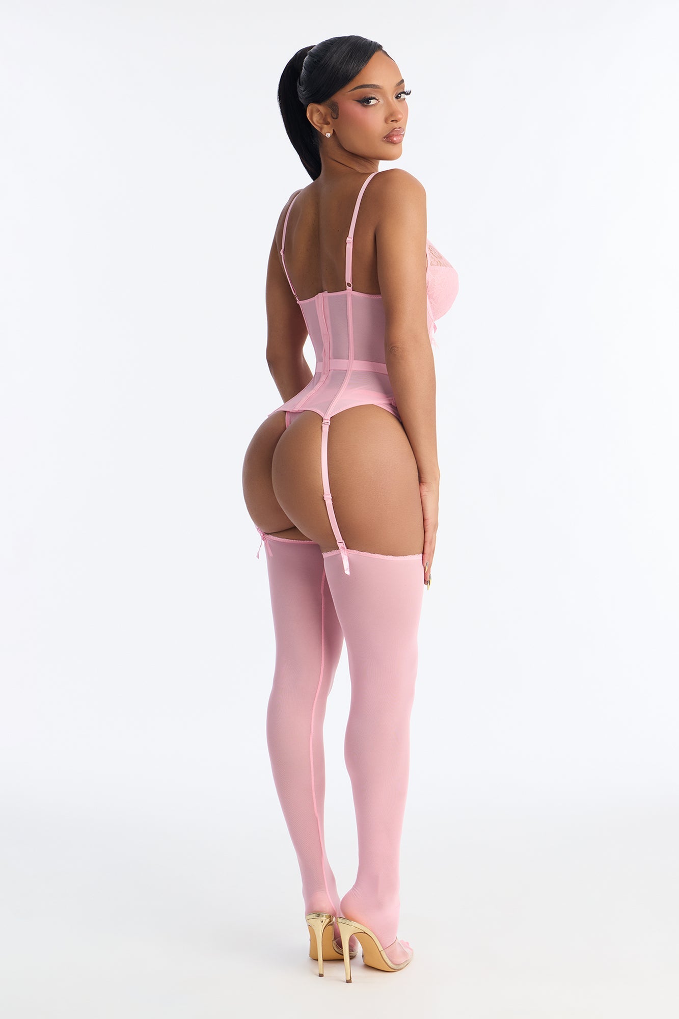 Get Into It 3 Piece Garter Set - Pink