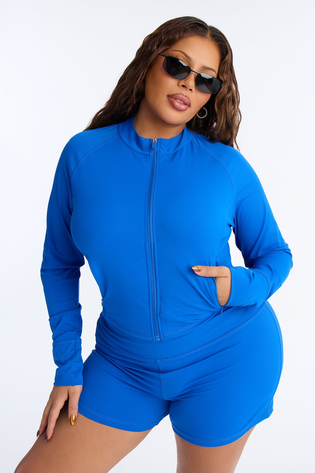 Sporty Vibe Biker Short Set - Blue