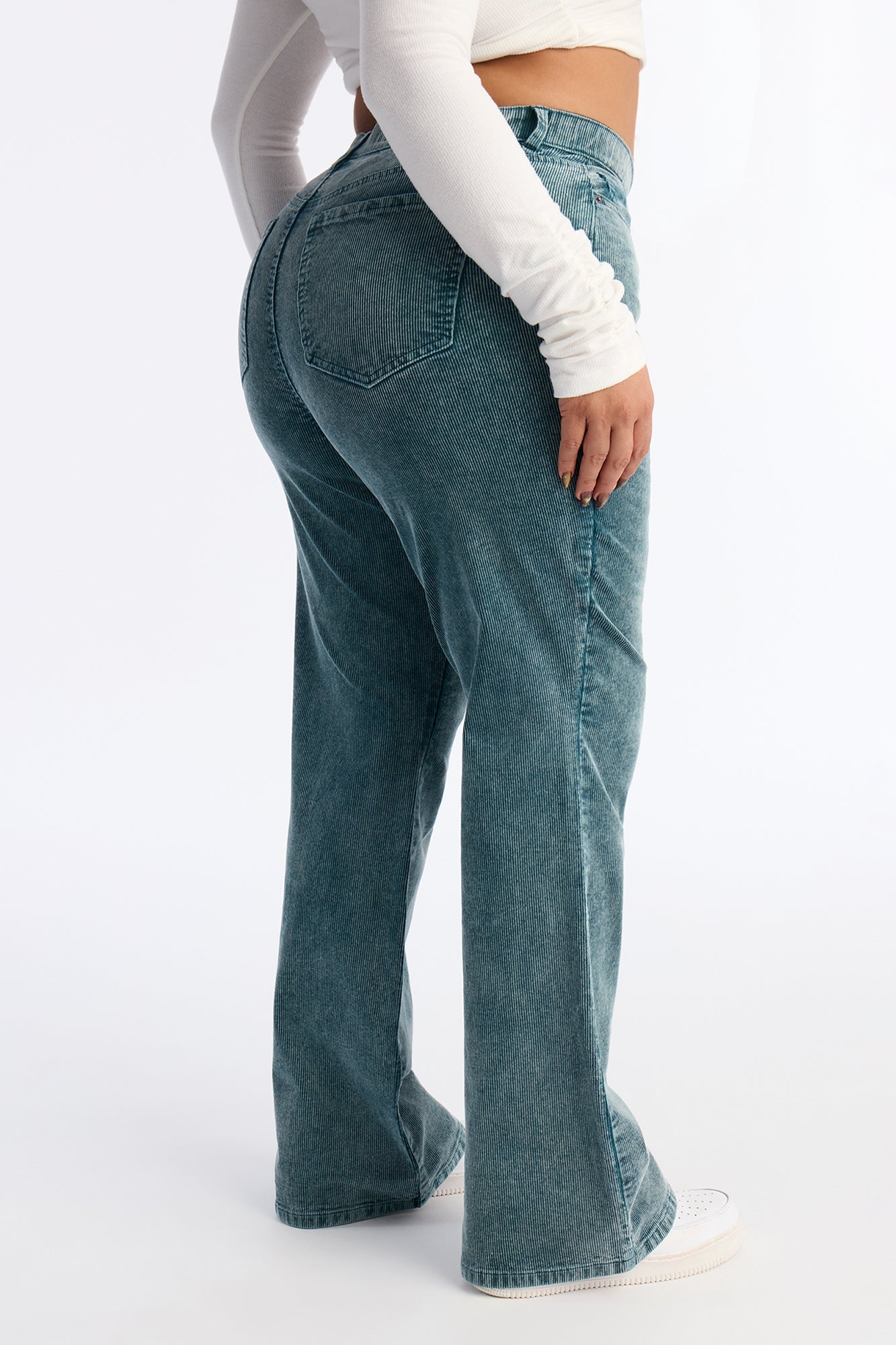 Francia Washed Corduroy Flare Pant - Hunter Green