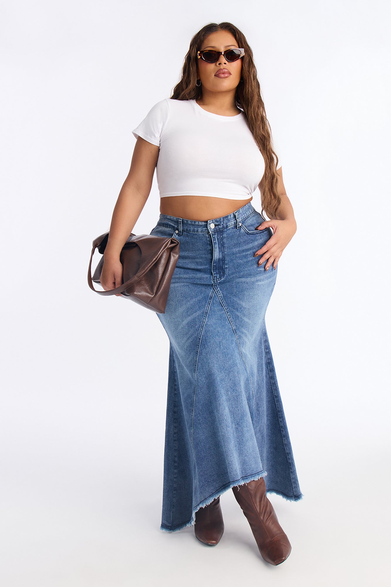 Boss Goals Chic Denim Maxi Skirt - Dark Wash