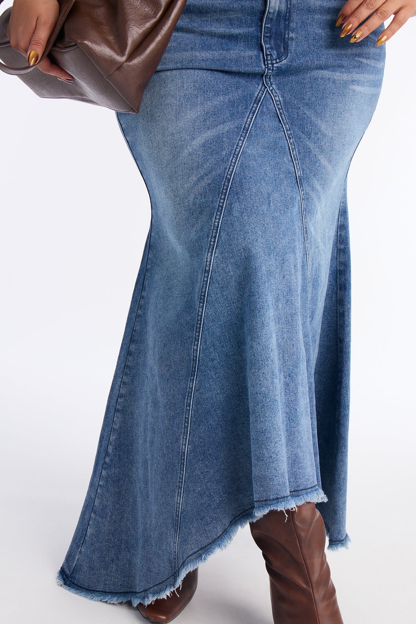 Boss Goals Chic Denim Maxi Skirt - Dark Wash
