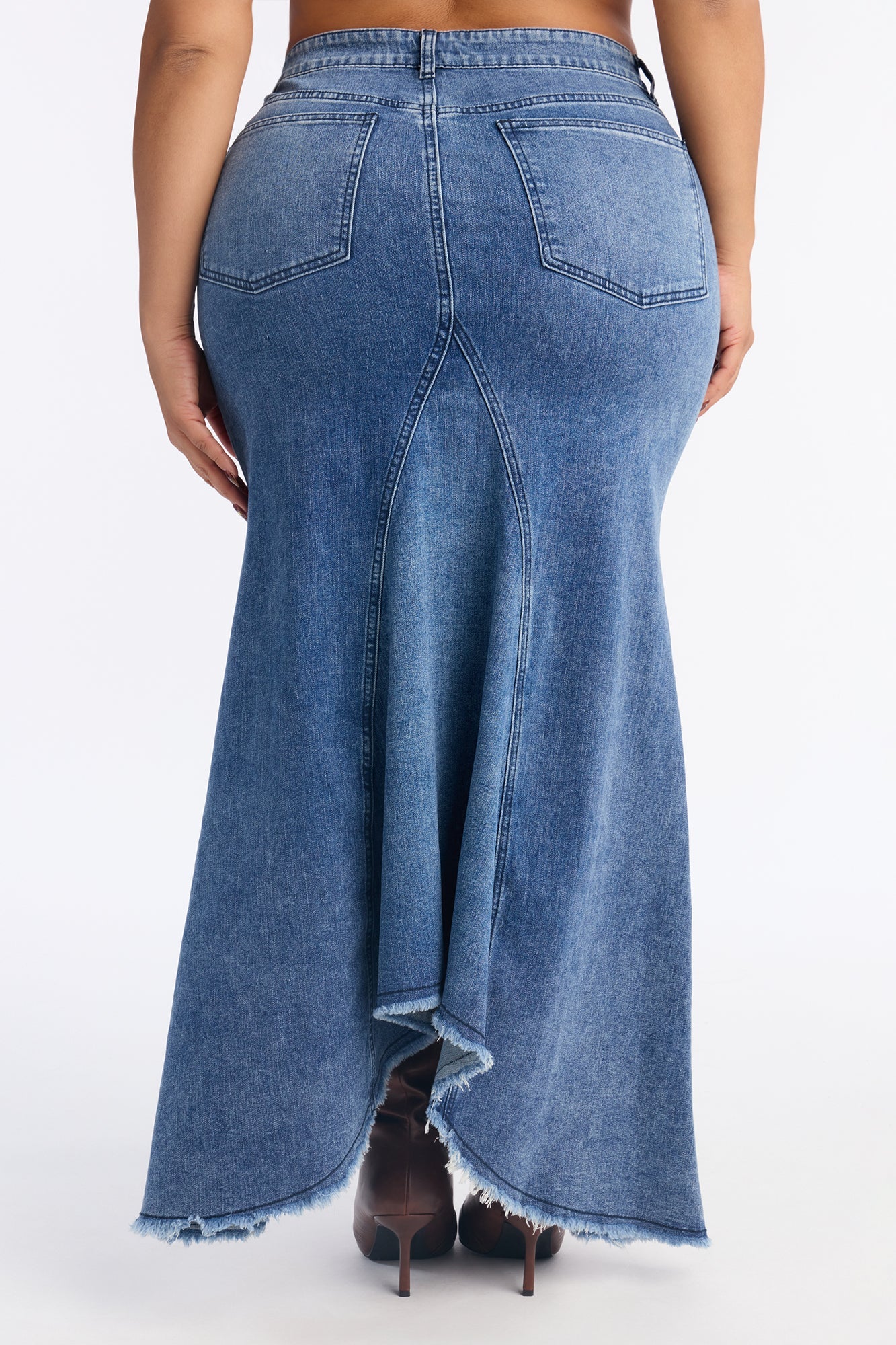 Boss Goals Chic Denim Maxi Skirt - Dark Wash
