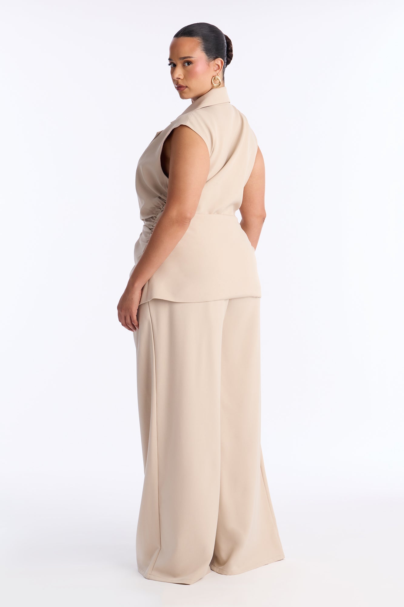 Shannon Cinched Vest Pant Set - Stone