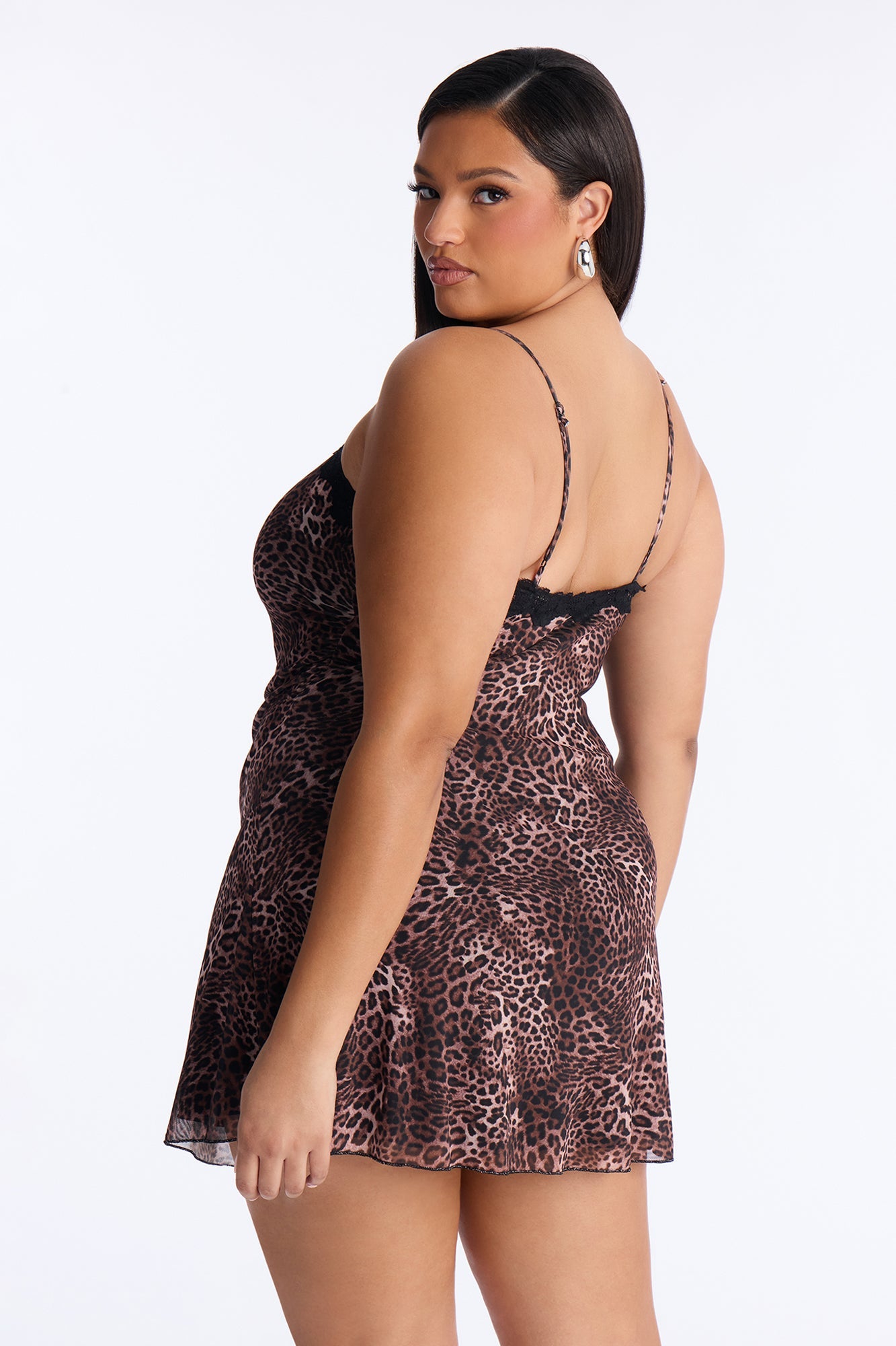 Mina Mesh Micro Mini Dress - Leopard