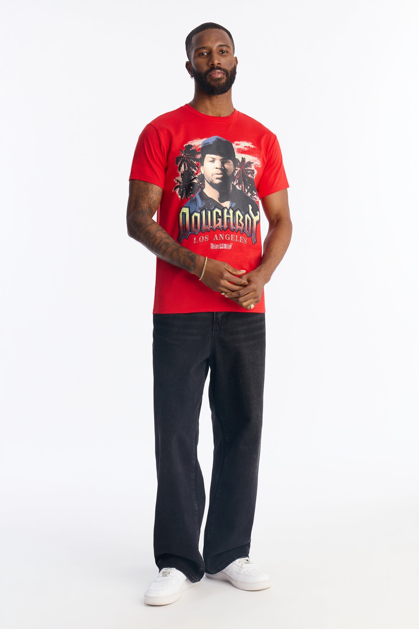 Boyz N The Hood Doughboy Embroidered Short Sleeve Tee - Red