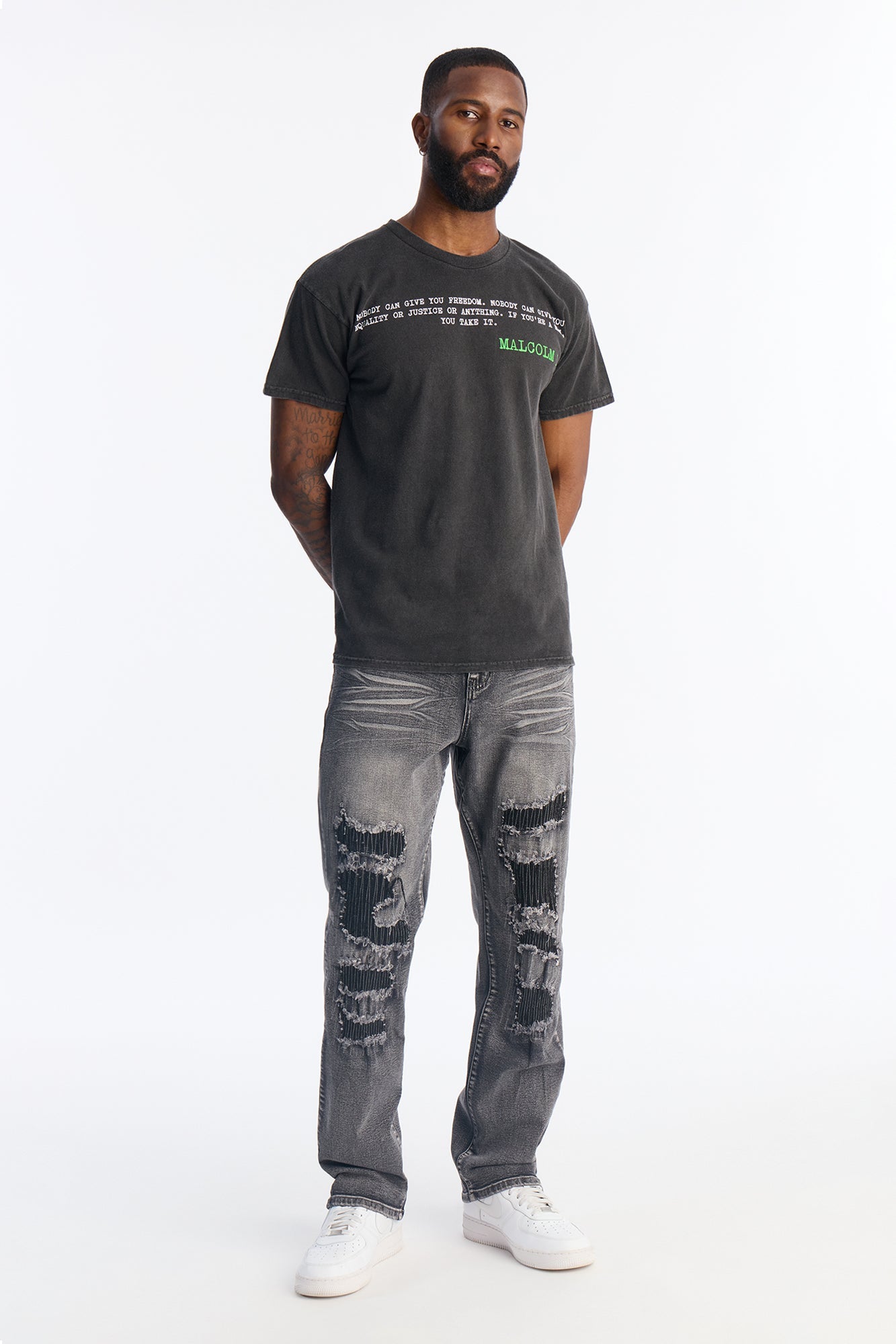 The Voice Of Malcom X Short Sleeve Tee - Black Wash