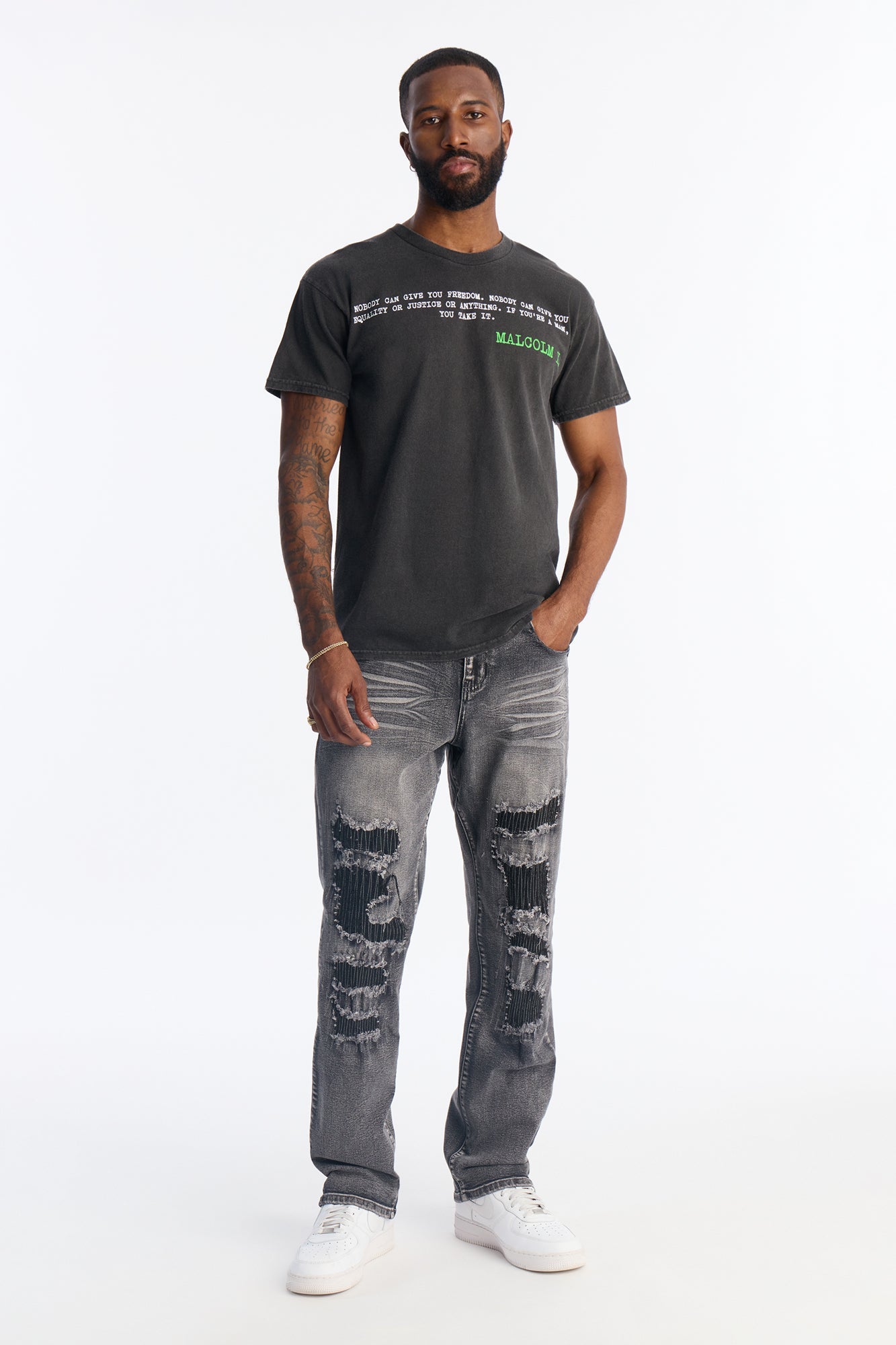 Straight Ripped Reality Jeans - Black Wash