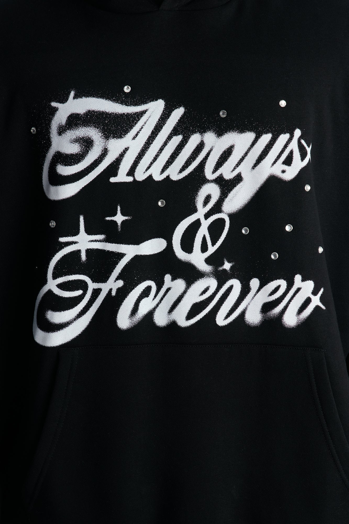 Always And Forever Rhinestone Oversized Hoodie - Black