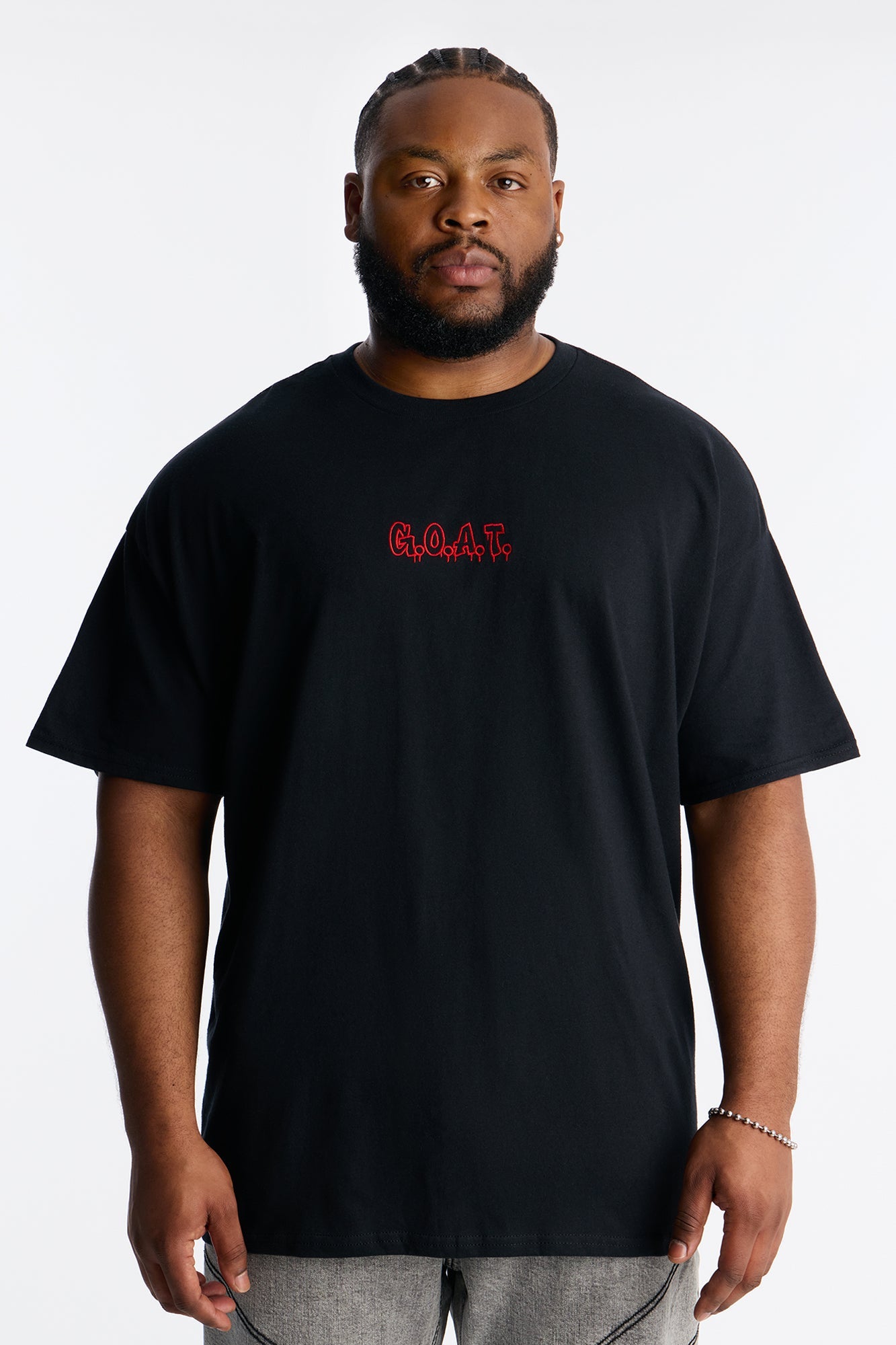 GOAT Embroidery Short Sleeve Tee - Black