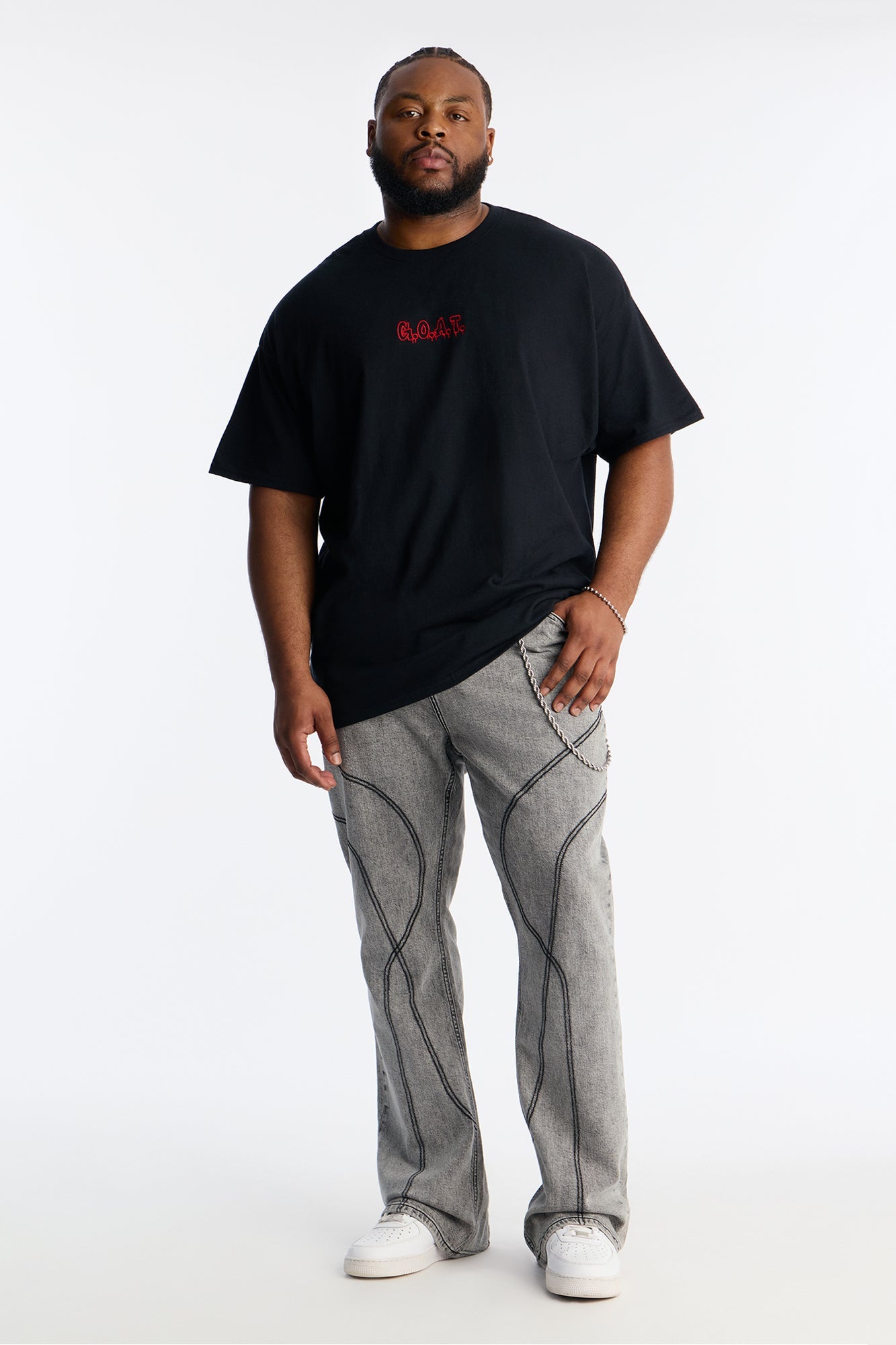 GOAT Embroidery Short Sleeve Tee - Black