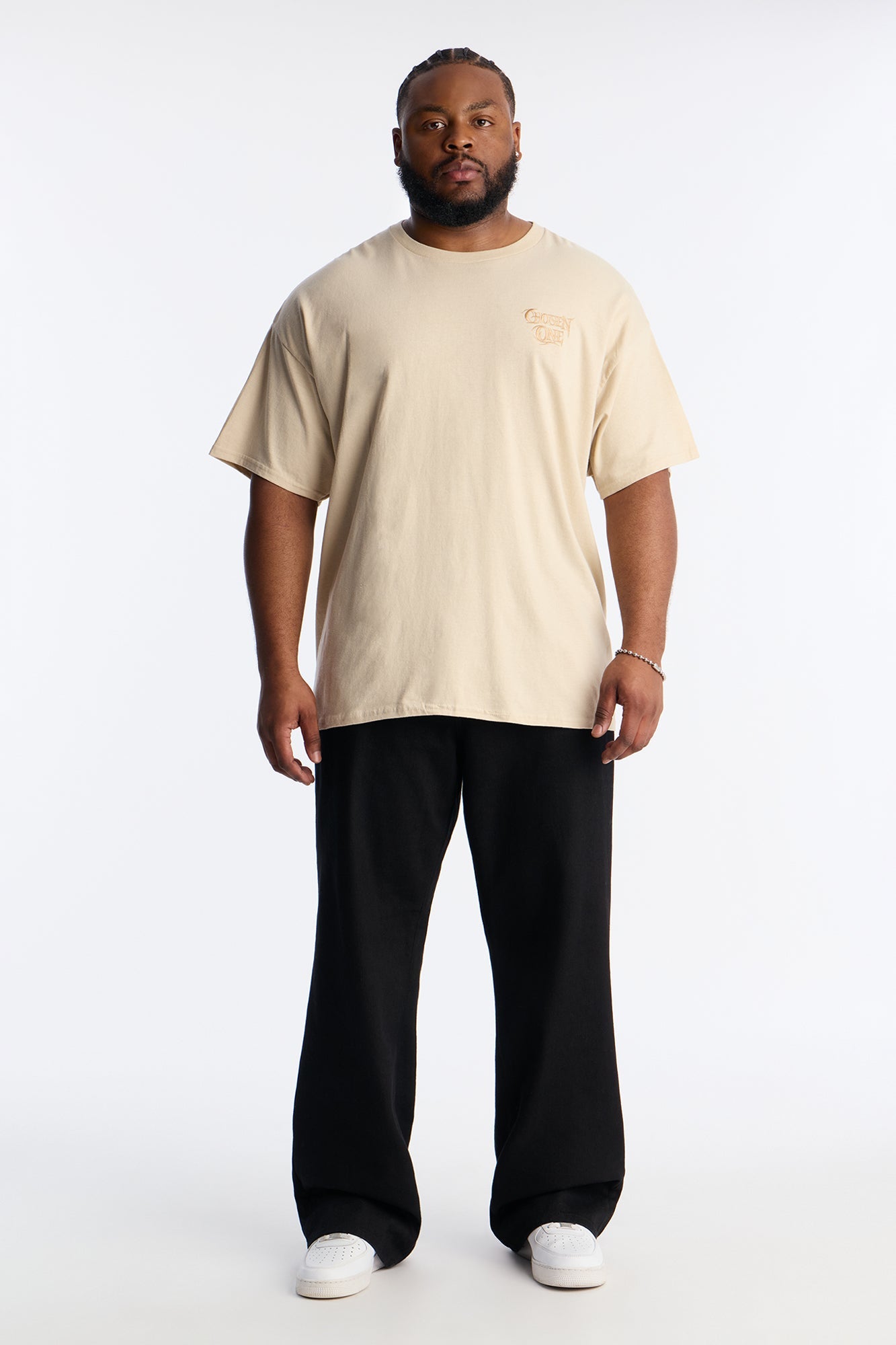 Chosen One Embroidery Short Sleeve Tee - Tan