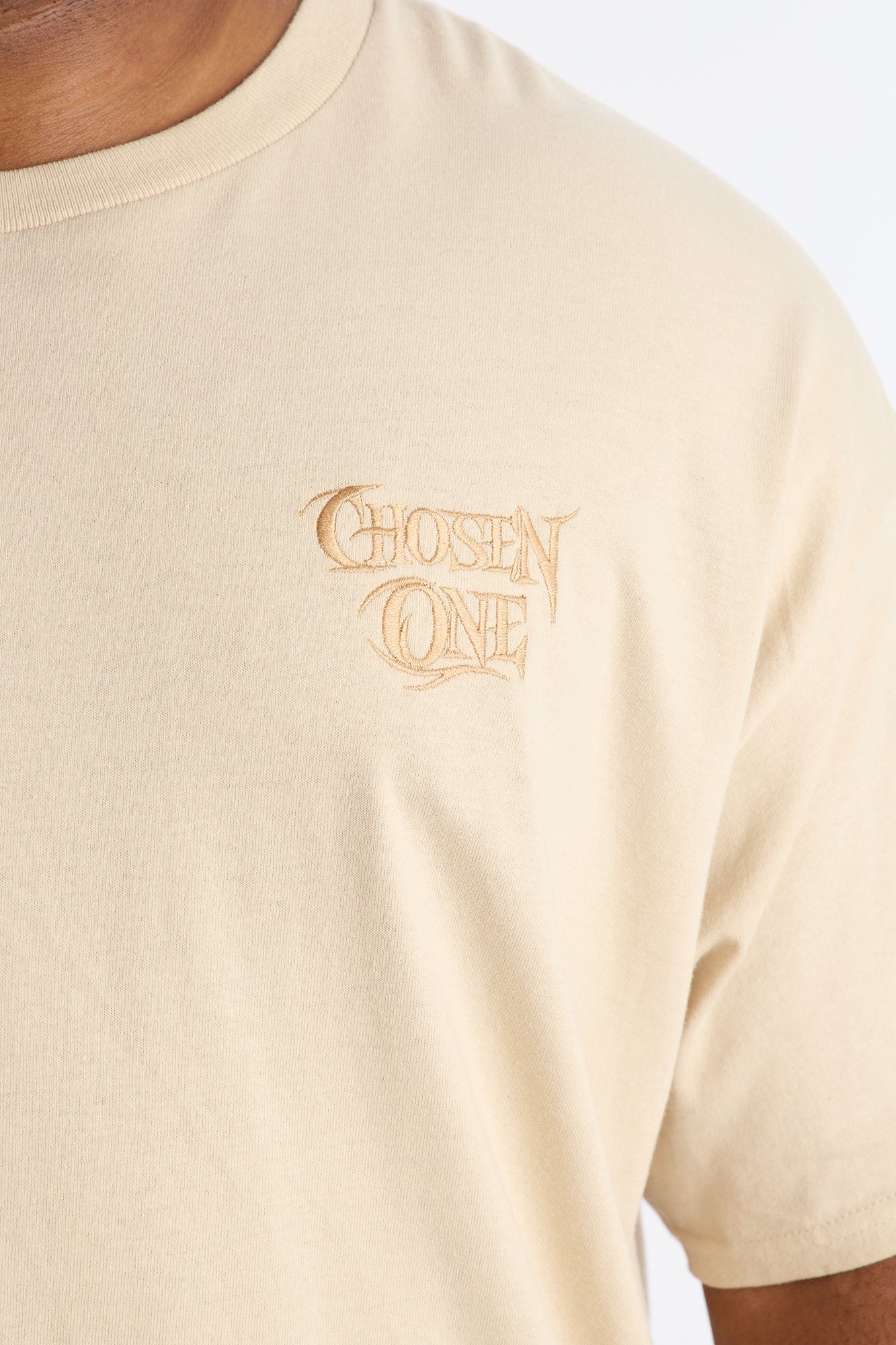 Chosen One Embroidery Short Sleeve Tee - Tan
