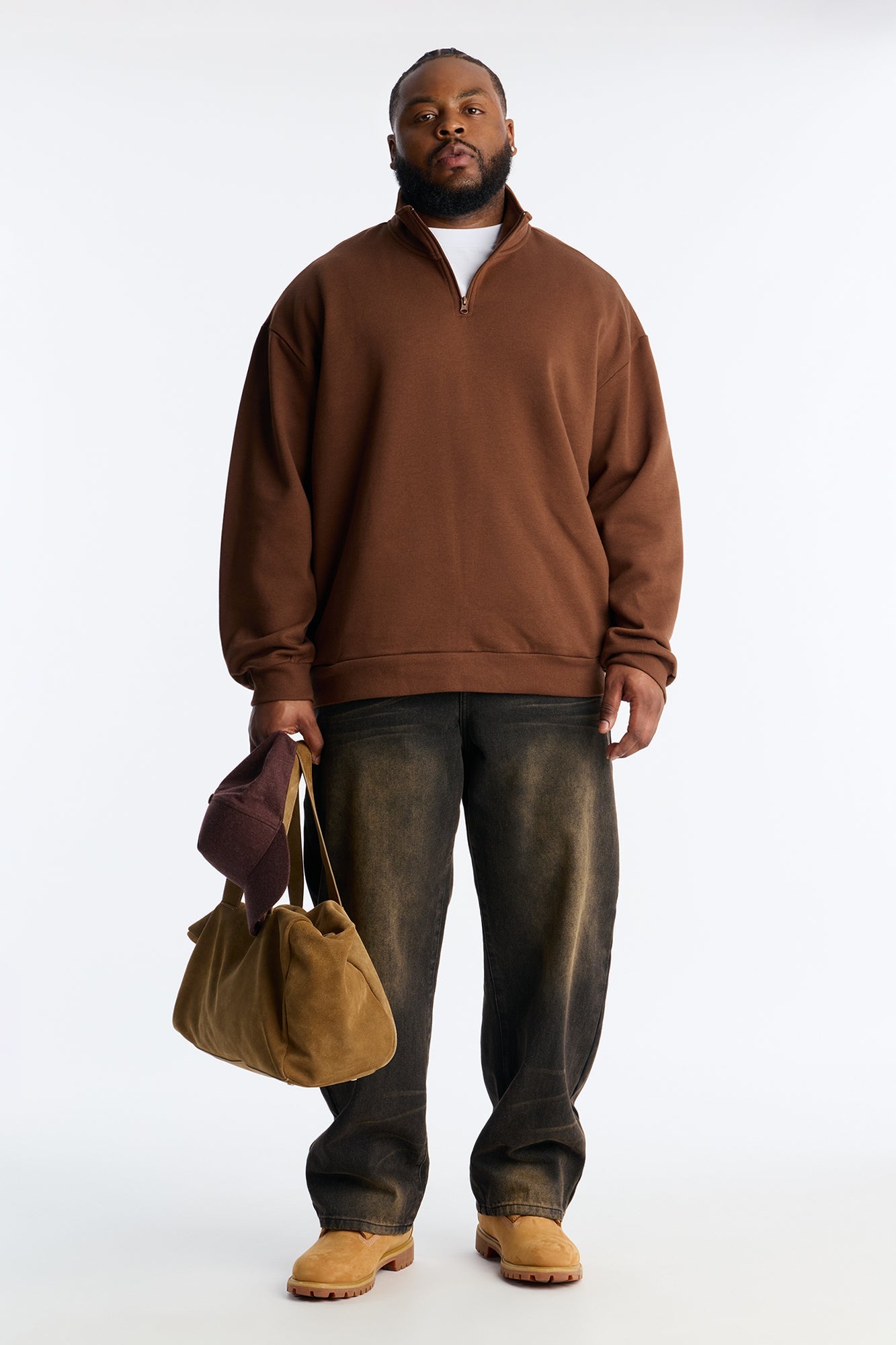 Built For Success Quarter Zip Sweatshirt - Chocolate