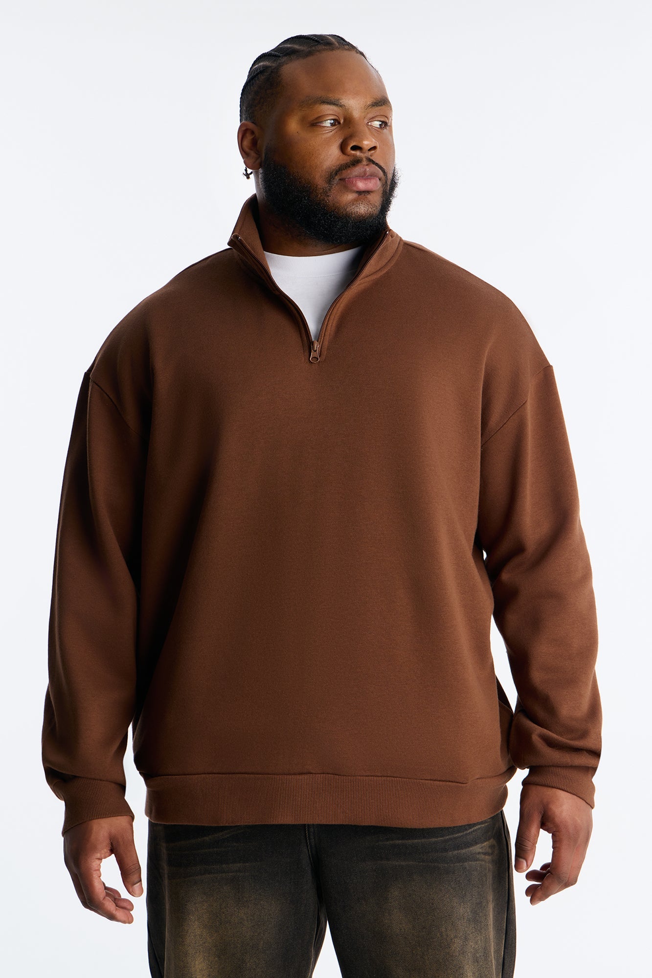 Built For Success Quarter Zip Sweatshirt - Chocolate