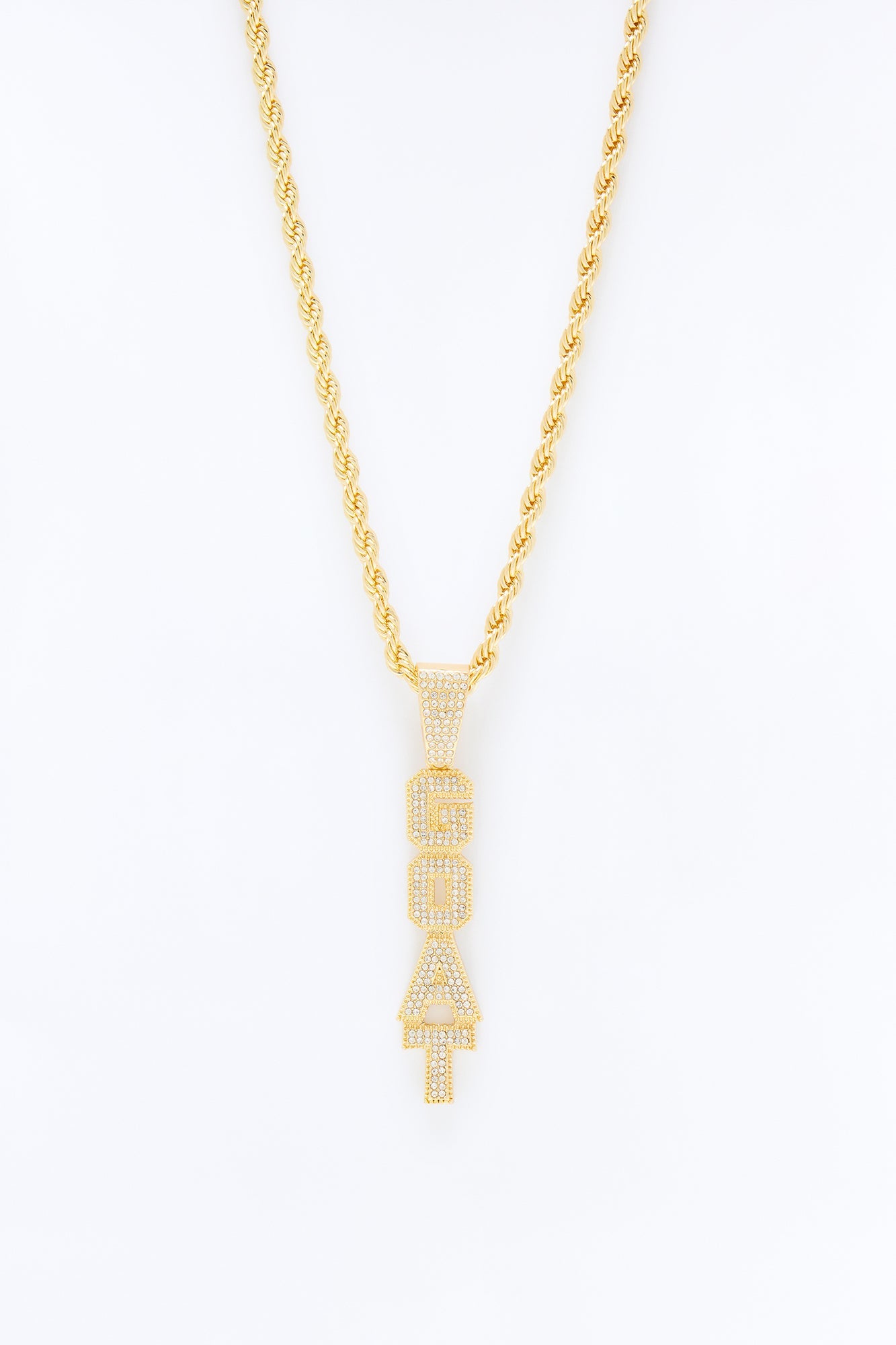 GOAT Vertical Iced Pendant Necklace - Gold
