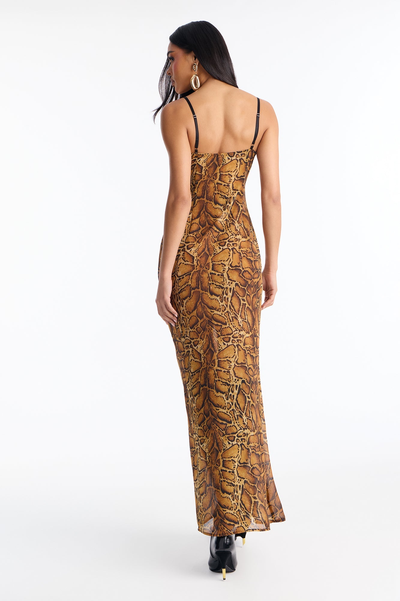 Savage Siren Chiffon Maxi Dress - Brown/combo