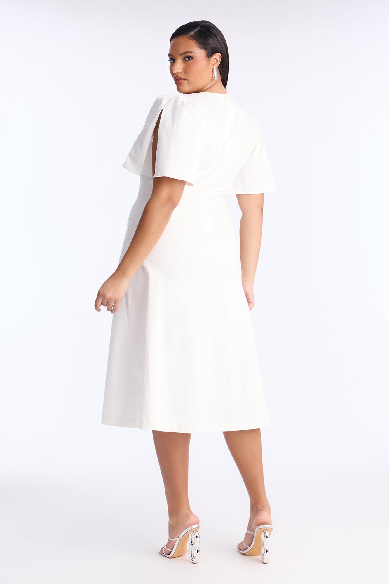 Aliza Denim Midi Dress - White