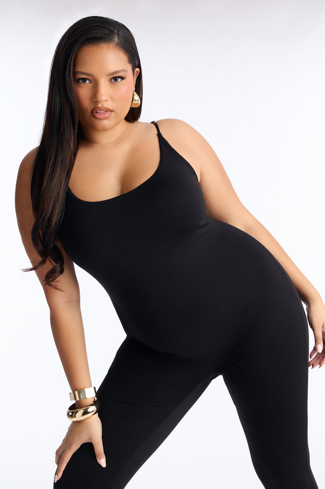 Kaya Double Lined Jersey Capri Catsuit - Black