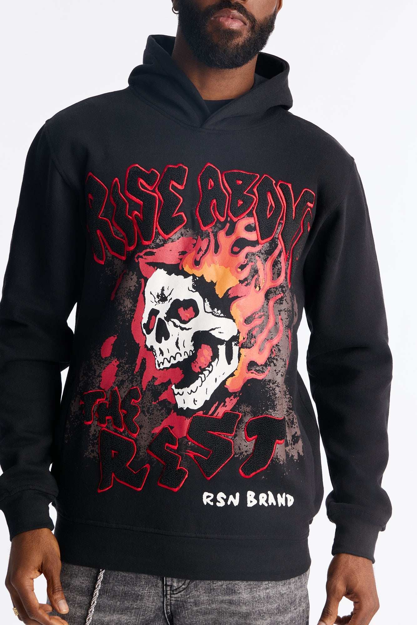 Rise Above The Rest Patch Hoodie - Black