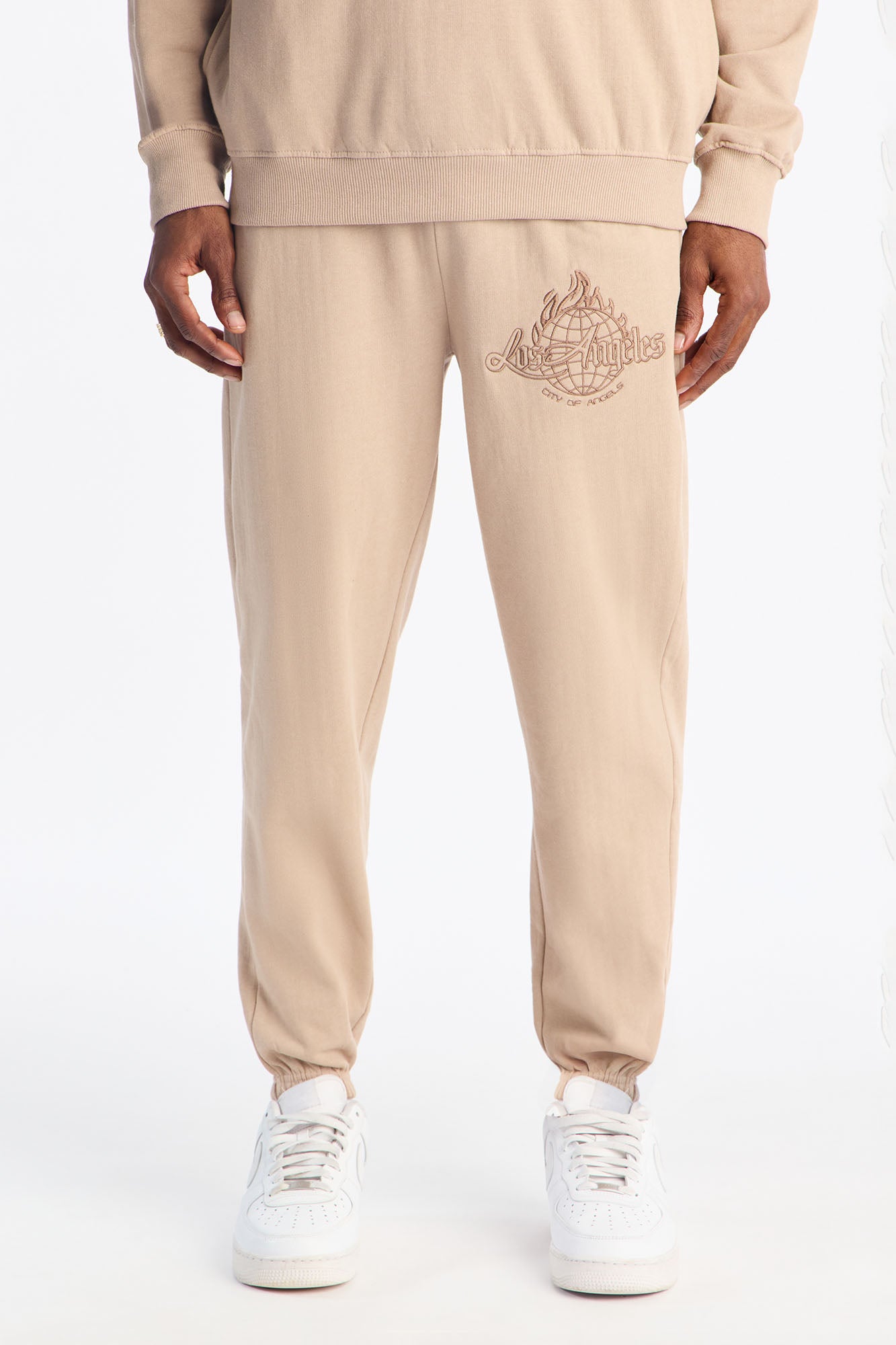 Lost Angeles Embroidered Jogger - Tan