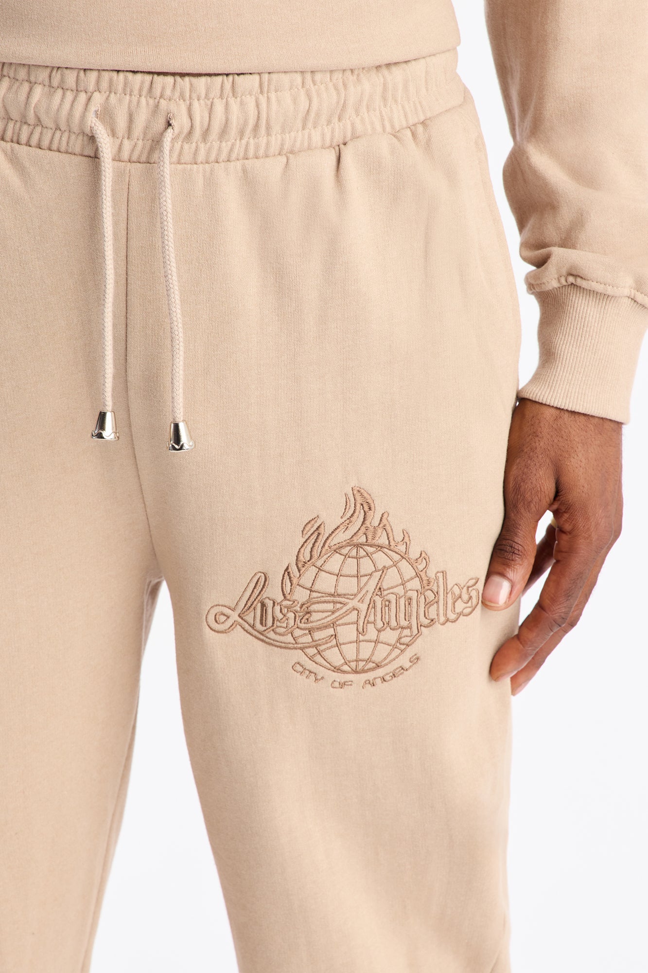Lost Angeles Embroidered Jogger - Tan