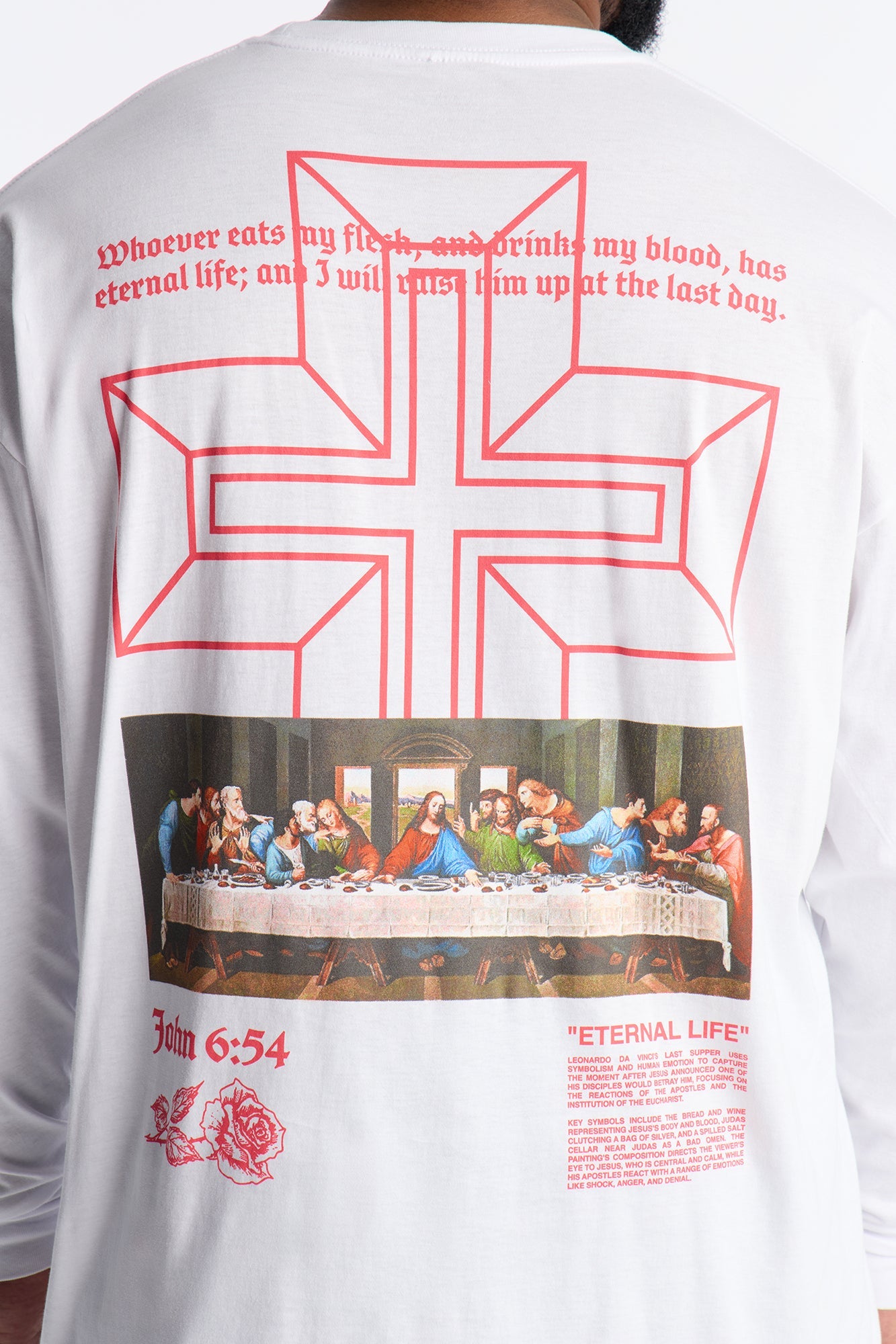 John 6:54 Eternal Life Long Sleeve Tee - White